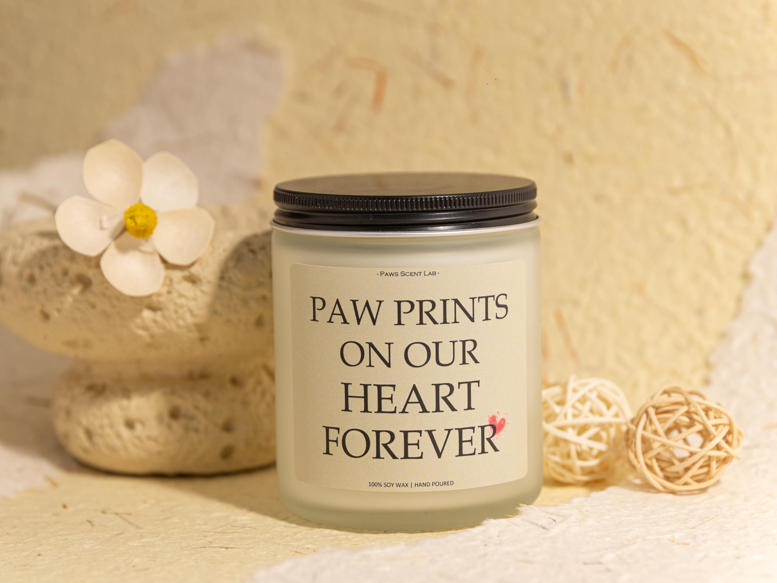 Paw Prints On Our Heart Forever Candle, Dog Memorial Gifts for Loss,Loss of Dog Sympathy Gift, Pet Memorial Gifts for Dogs - Lav