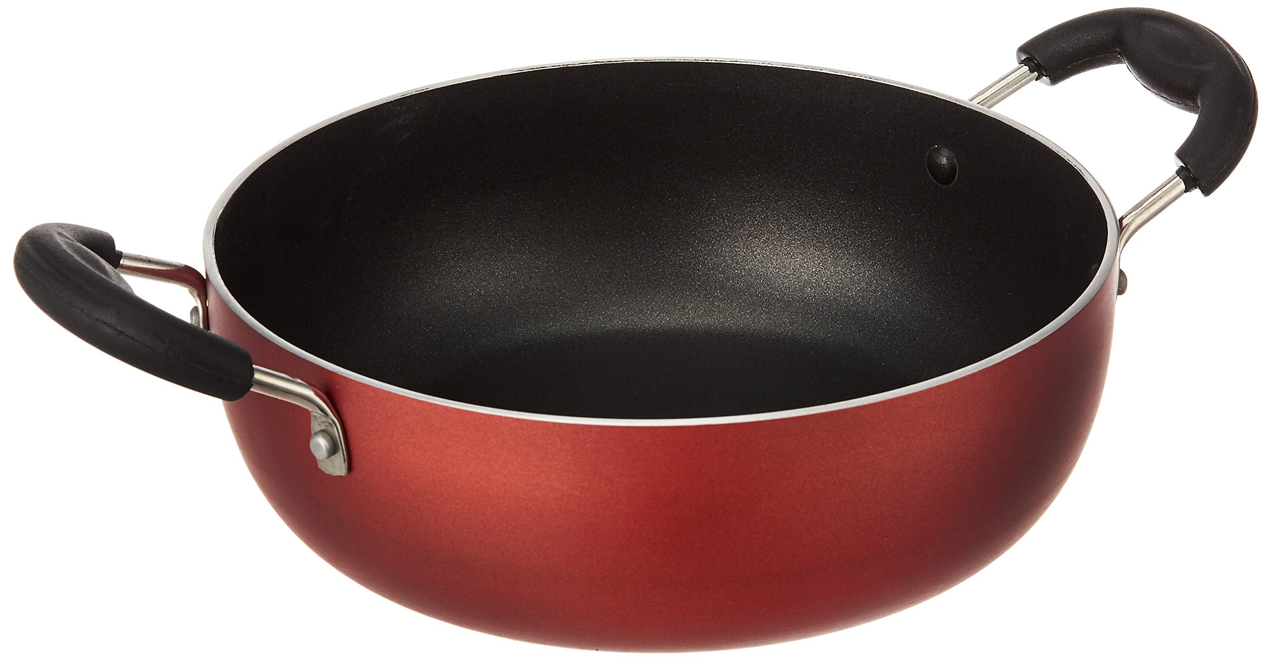 Amazon Brand - Solimo - Non-Stick Kadhai (22 Cm, Induction And Gas Stove Compatible, 3 Coat, 3 Mm Thickness) 2 -Way Non-Stick Co