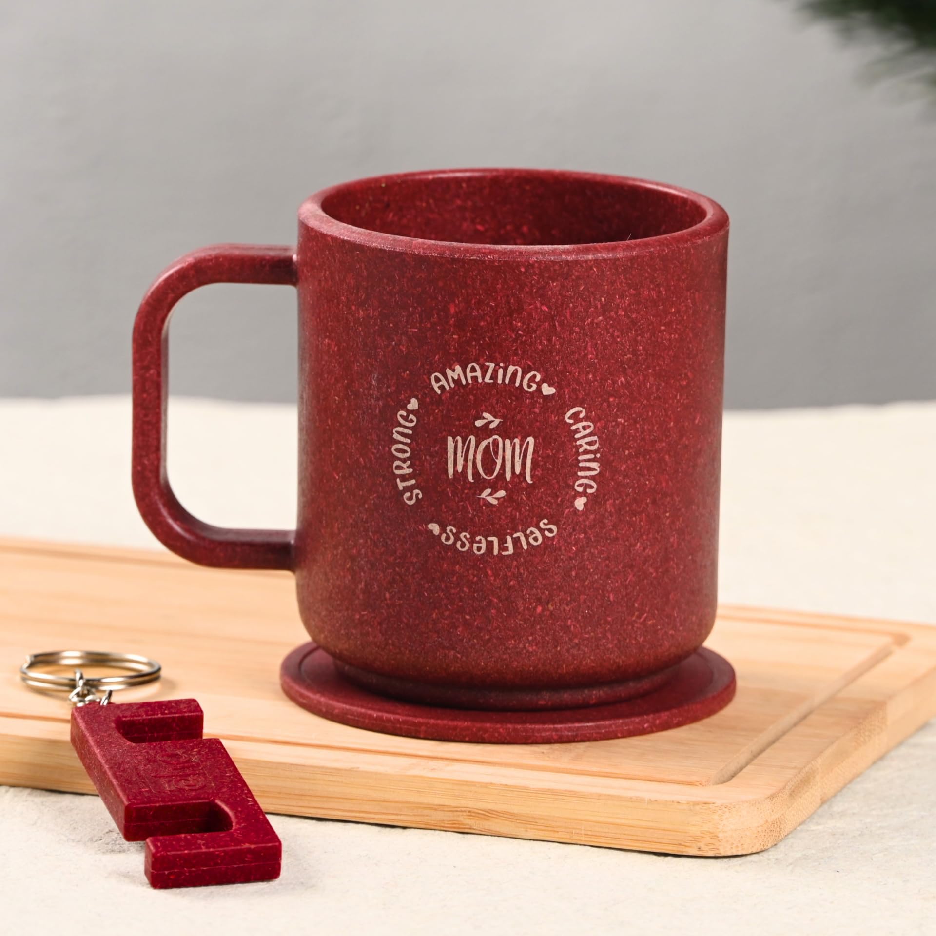 Eha EarthFriendly Gift Set For Mom | 350 Ml | Coffee Mug With Coaster, Keychain & Bag | Gifts For Mom Made With Rice Husk Bioco