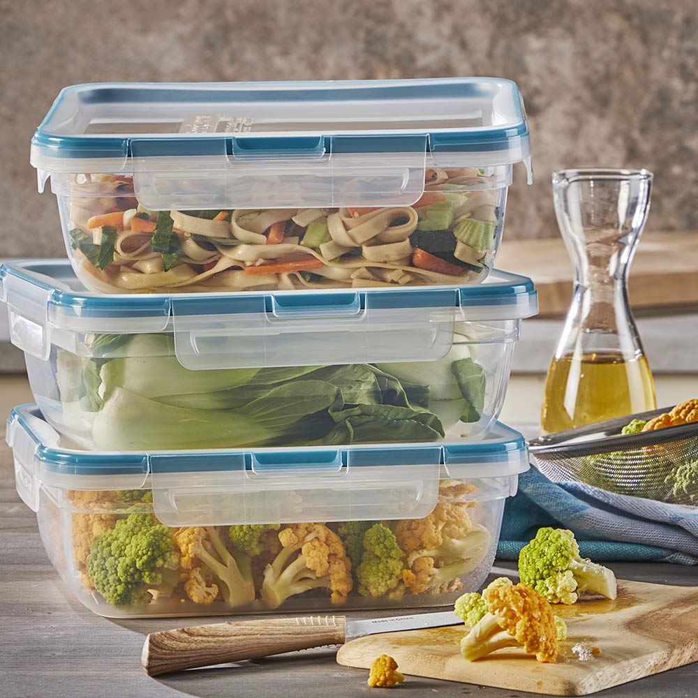 Snapware 6-Pc Plastic Food Storage Containers Set, BPA-Free, Clear, 8.5-Cup Rectangle, Microwave & Freezer Safe, Model 1140530