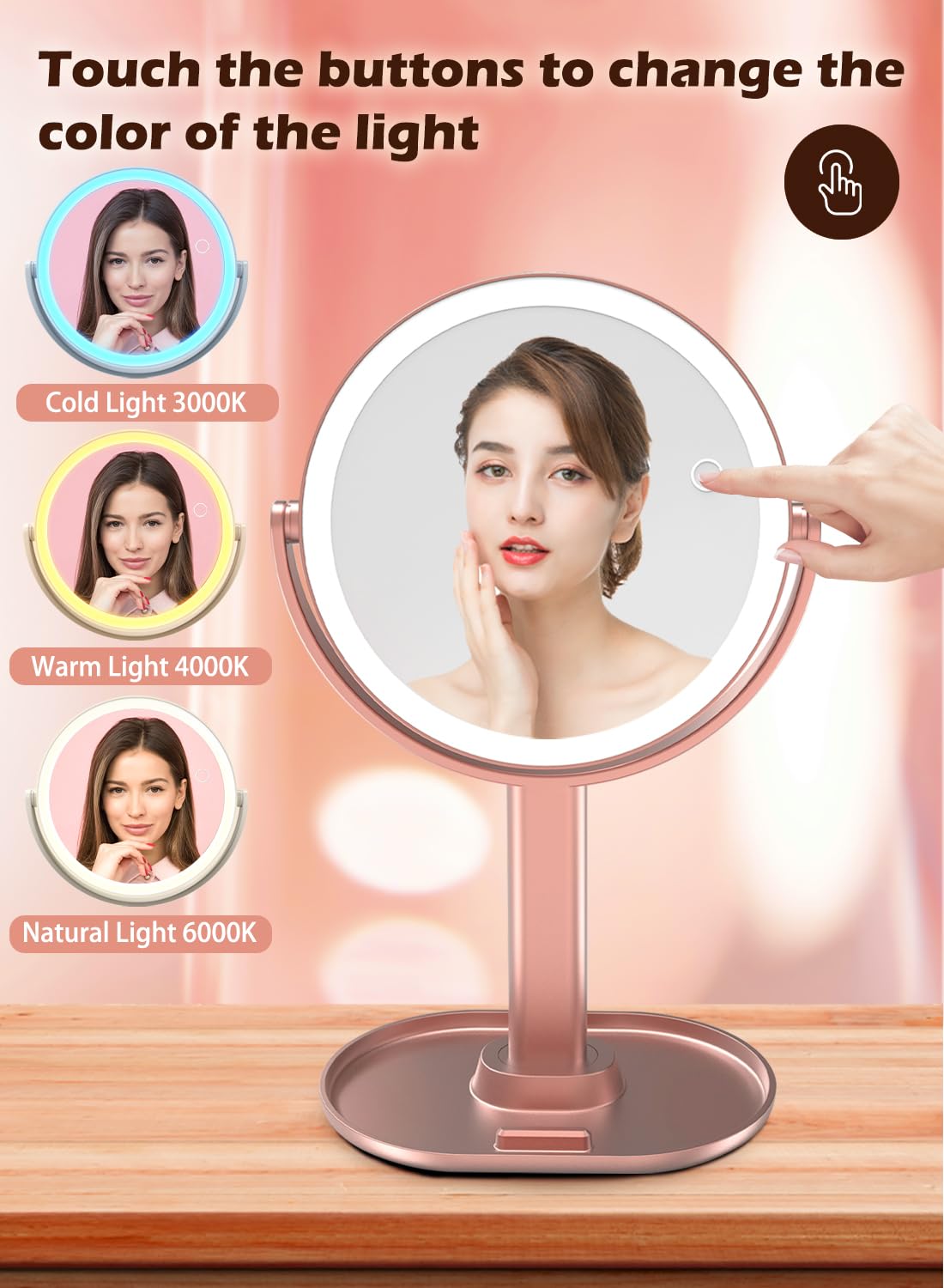 Ferxidi 10X Magnifying Mirror With Light,Double Sided Magnified Mirror With Lights,Rechargeable 3 Color Lights And Adjustable Br