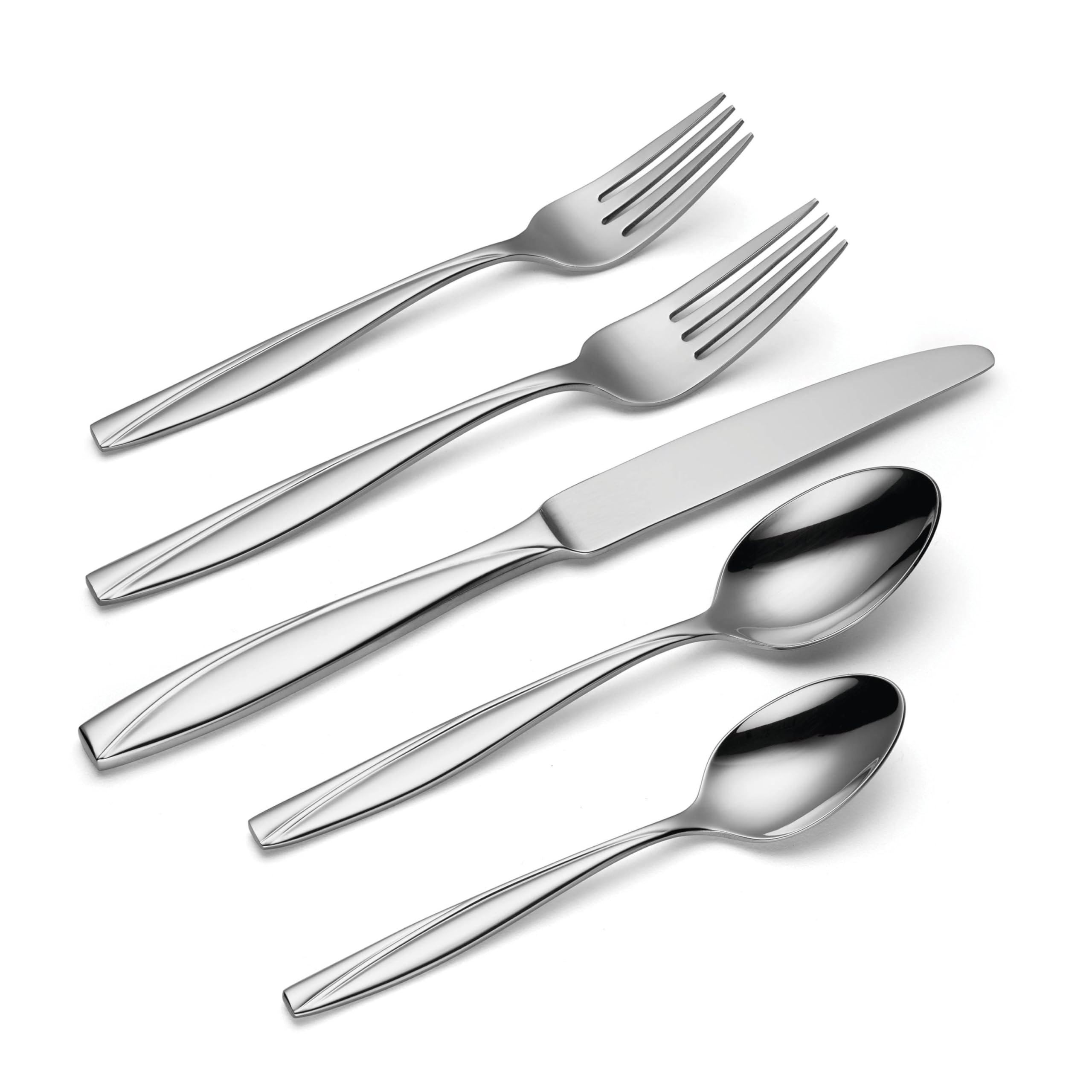 Oneida Camlynn Mirror 45 Piece Casual Flatware Set, 18/0 Stainless, Service For 8,Silver