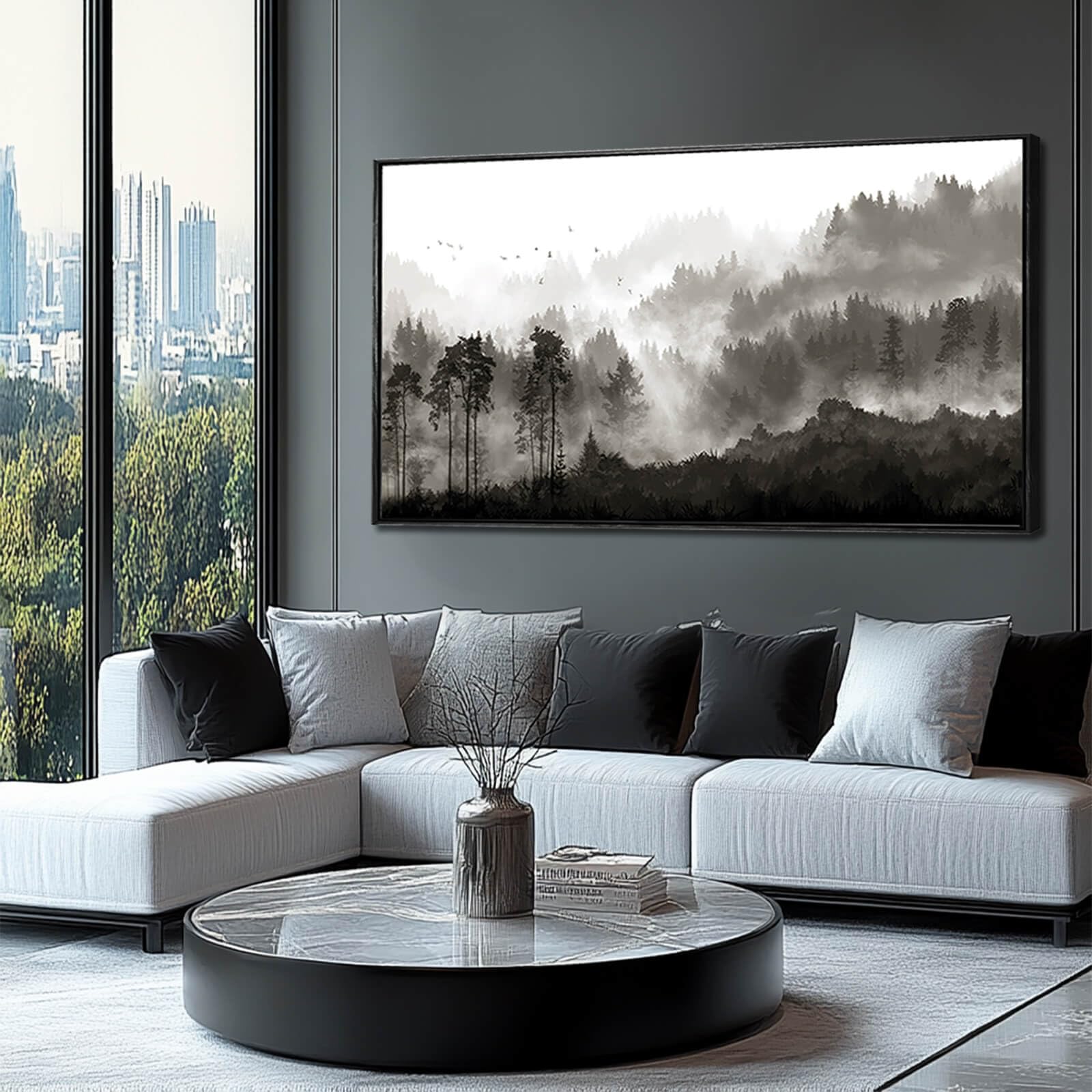 Black And White Framed Wall Art Tree Wall Decor Contemporary Photo Prints 29X58 Kitchen Artwork Home Decorations For Living Room