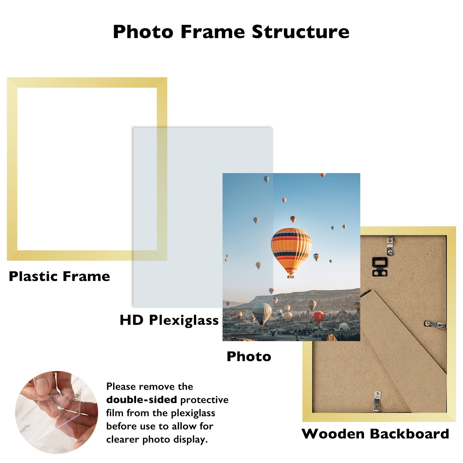 JCJMY 10x11 Picture Frame Gold for Wall Hanging, Wall Mounting Horizontally or Vertically, 10 x 11 Wall Gallery Poster Photo Fra