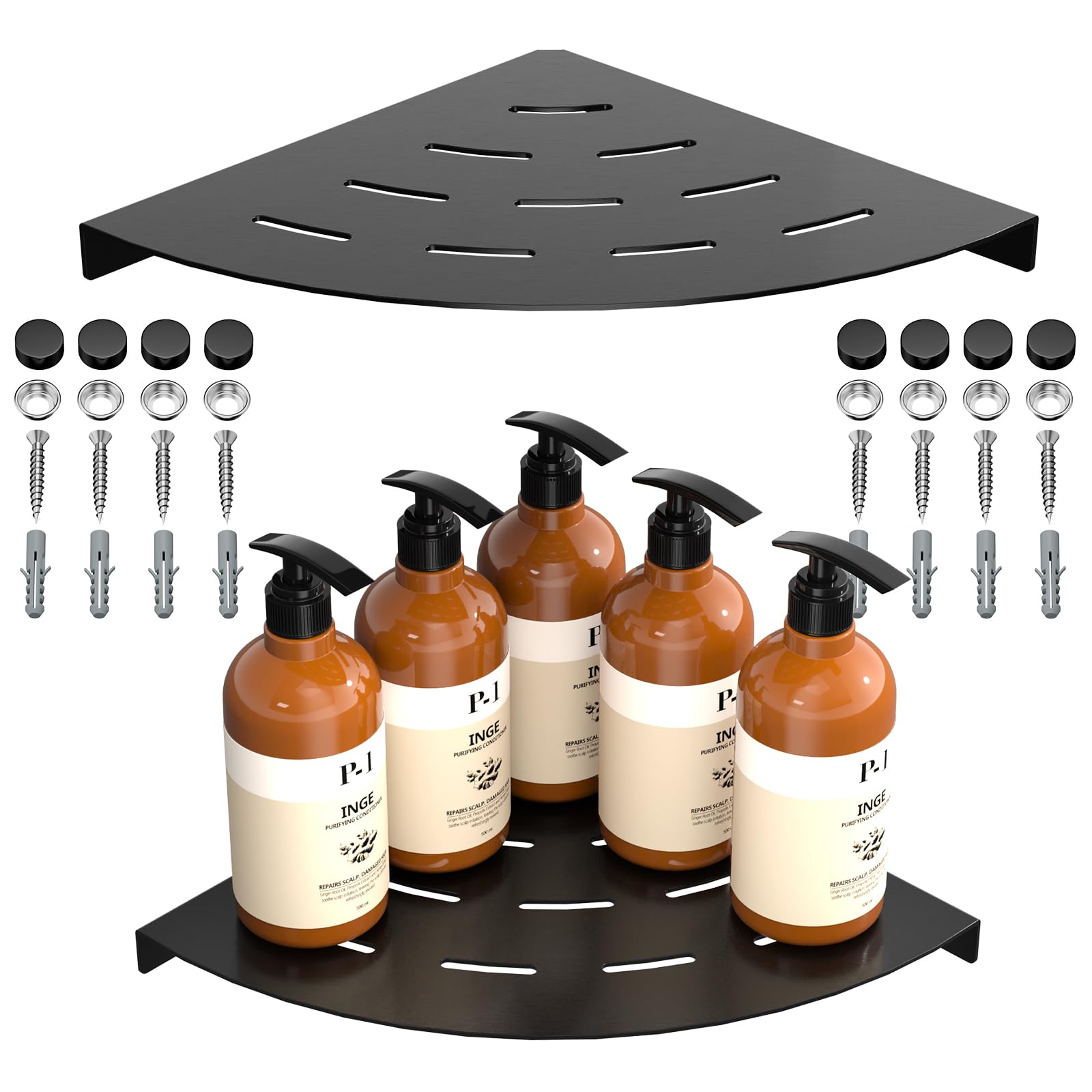 2 Pack Corner Shower Shelves Load Capacity 40 lbs 304 Stainless Steel Shower Corner Shelf Will not Rust 8in Shower Shelf for Ins