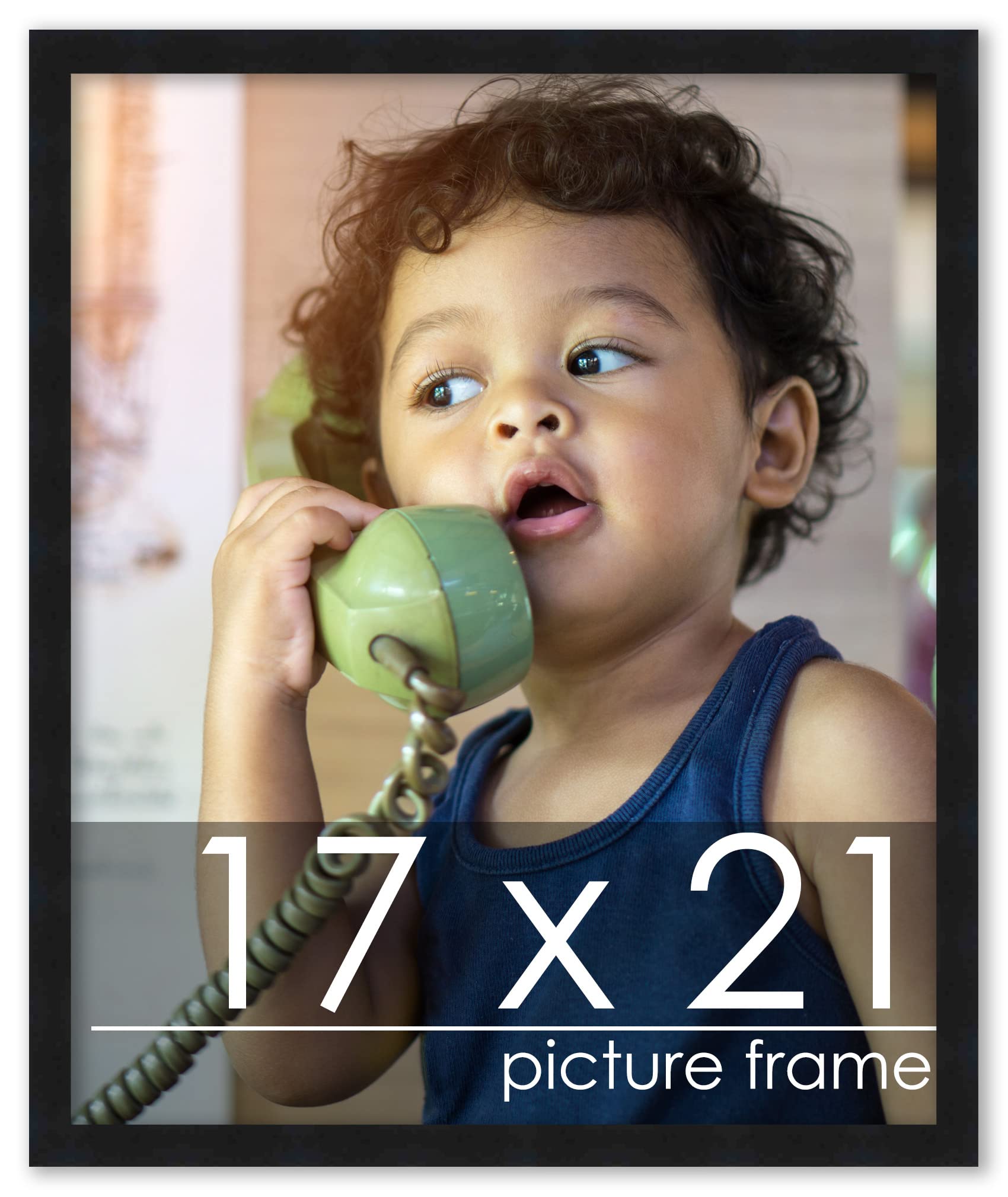 Poster Palooza 17x21 Frame Black Solid Wood Picture Frame | 0.75 Inch Moulding Width | Includes UV Acrylic Plexiglass, Foam Boar