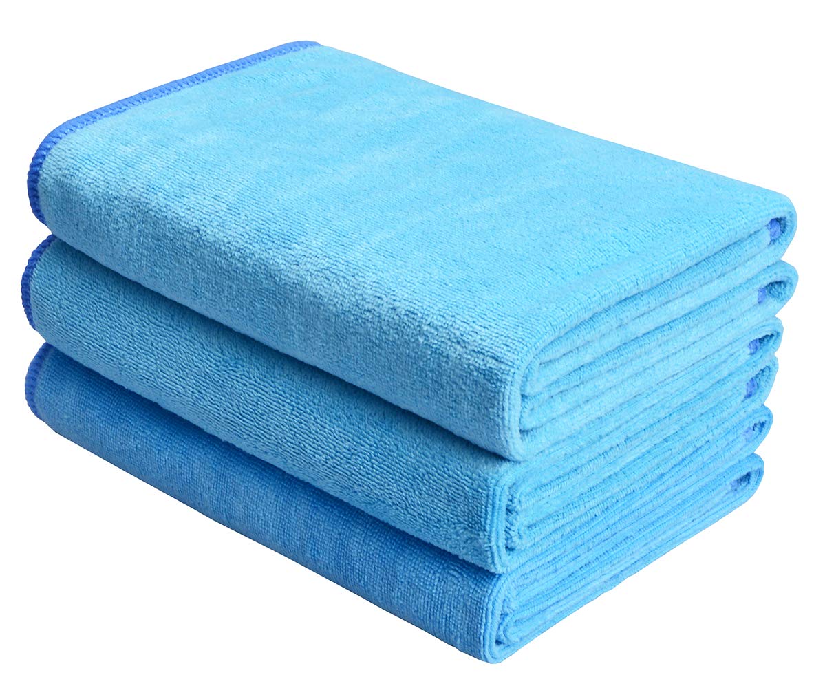Hopeshine Microfiber Gym Towels Fast Drying Sports Towel Fitness Workout Sweat Towels For Men & Women 3-Pack (Light Blue, 16Inch