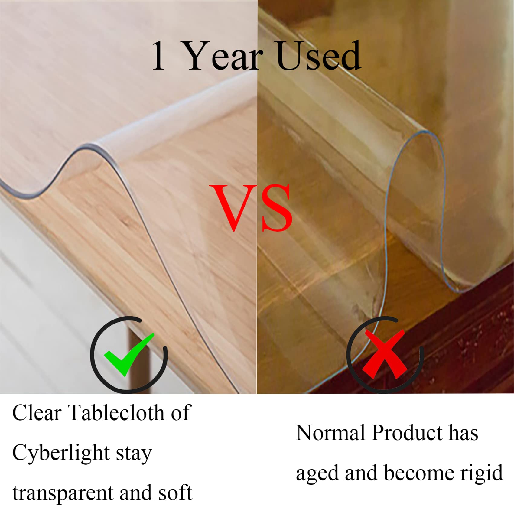 Cyberlight Clear Oval Table Cover Protector 60 X 90 Inches Oval Shape Plastic Transparent Cloth Vinyl Waterproof Tablecloth For