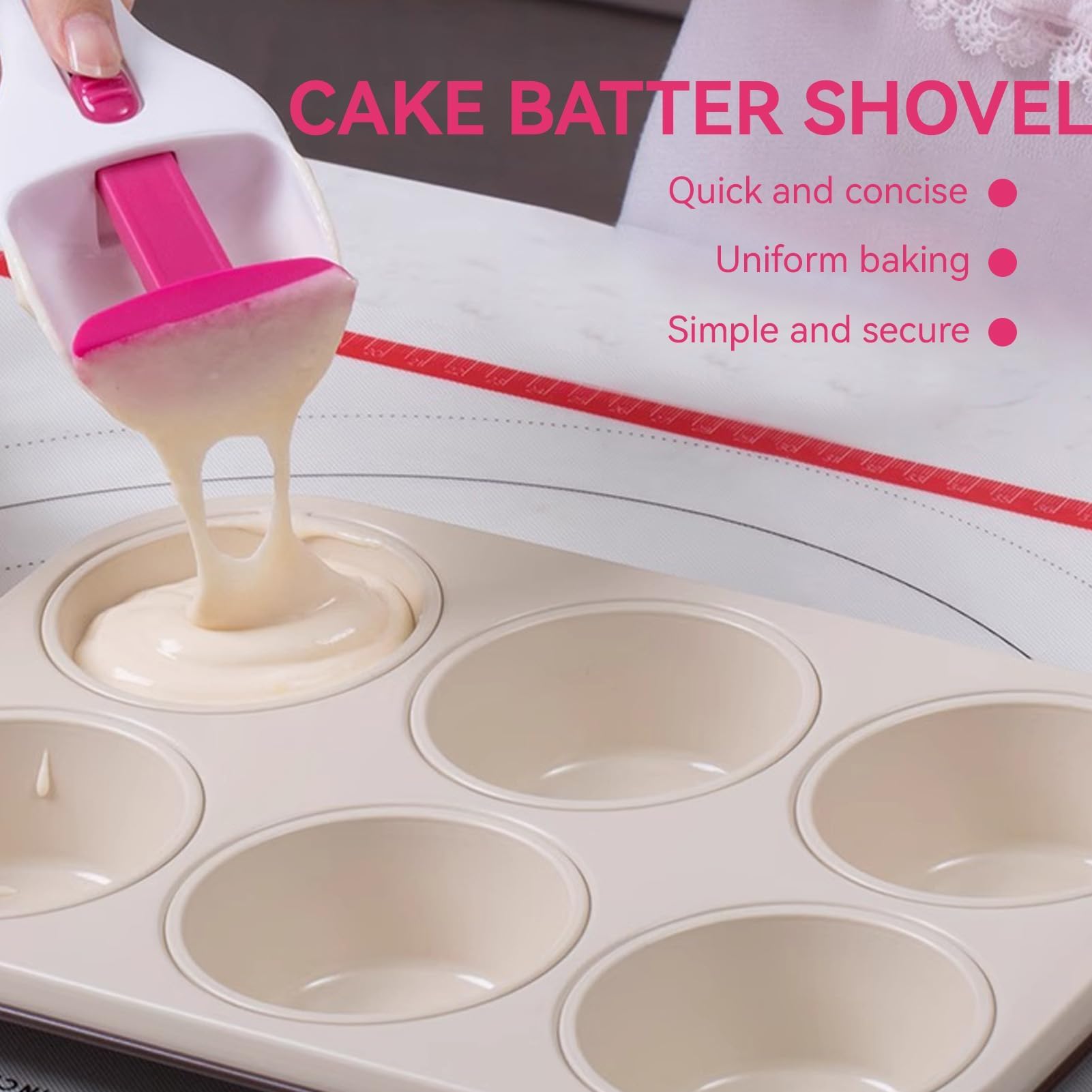 2Pcs Cupcake Batter Scoop, Pancake Batter Dispenser, Cupcake Scoop Cake Batter Dispensing Spoon, One Touch Slide Button Cake Pas