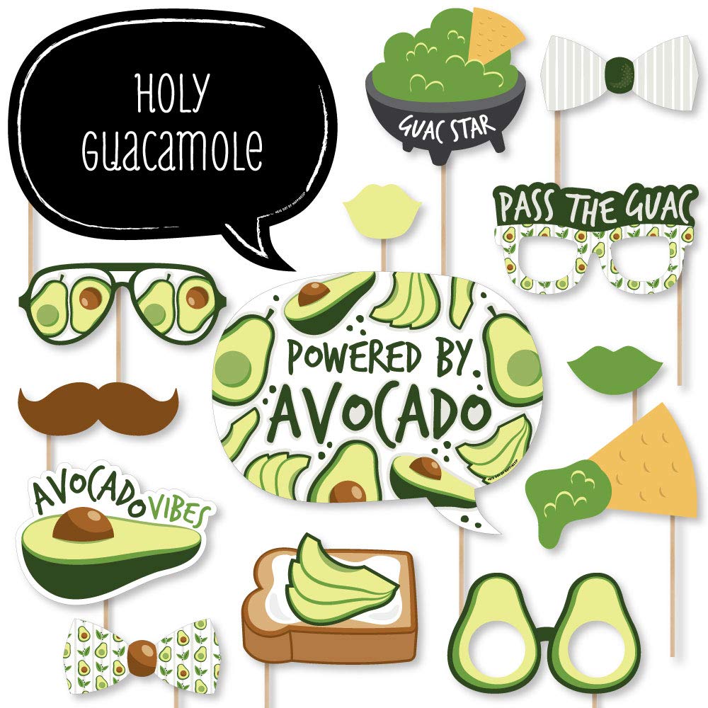 Big Dot Of Happiness Hello Avocado - Fiesta Party Photo Booth Props Kit - 20 Count