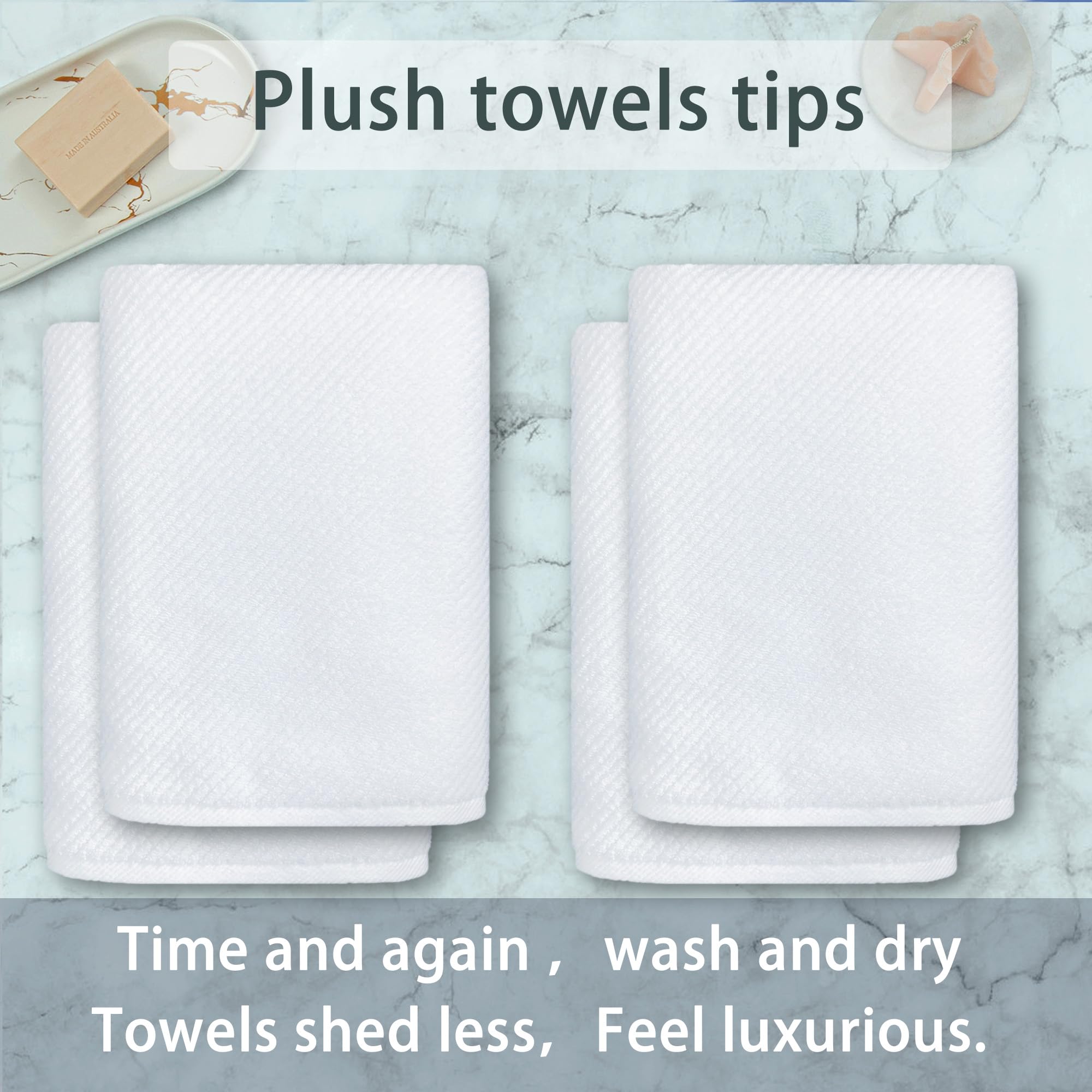 Voova & Movas White Bath Towels Set Of 4, Large 30'' X 56'' - 100% Cotton | Quick Dry | Light Weight | Thick | Soft | Absorbent,