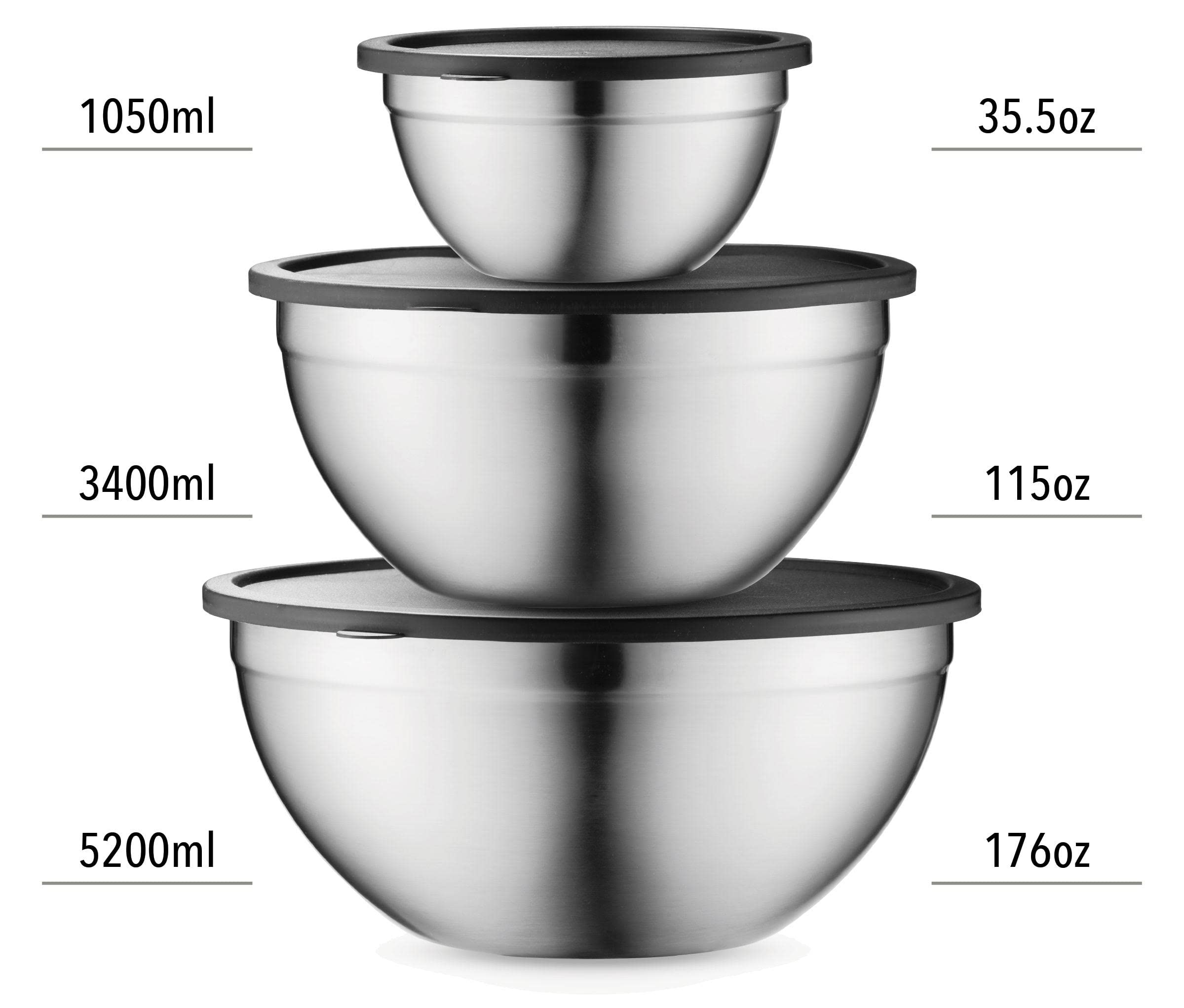 Table Concept Mixing Bowls With Airtight Lids, Stainless Steel Nesting Bowl Set For Space Saving Storage, Ideal For Cooking, Bak