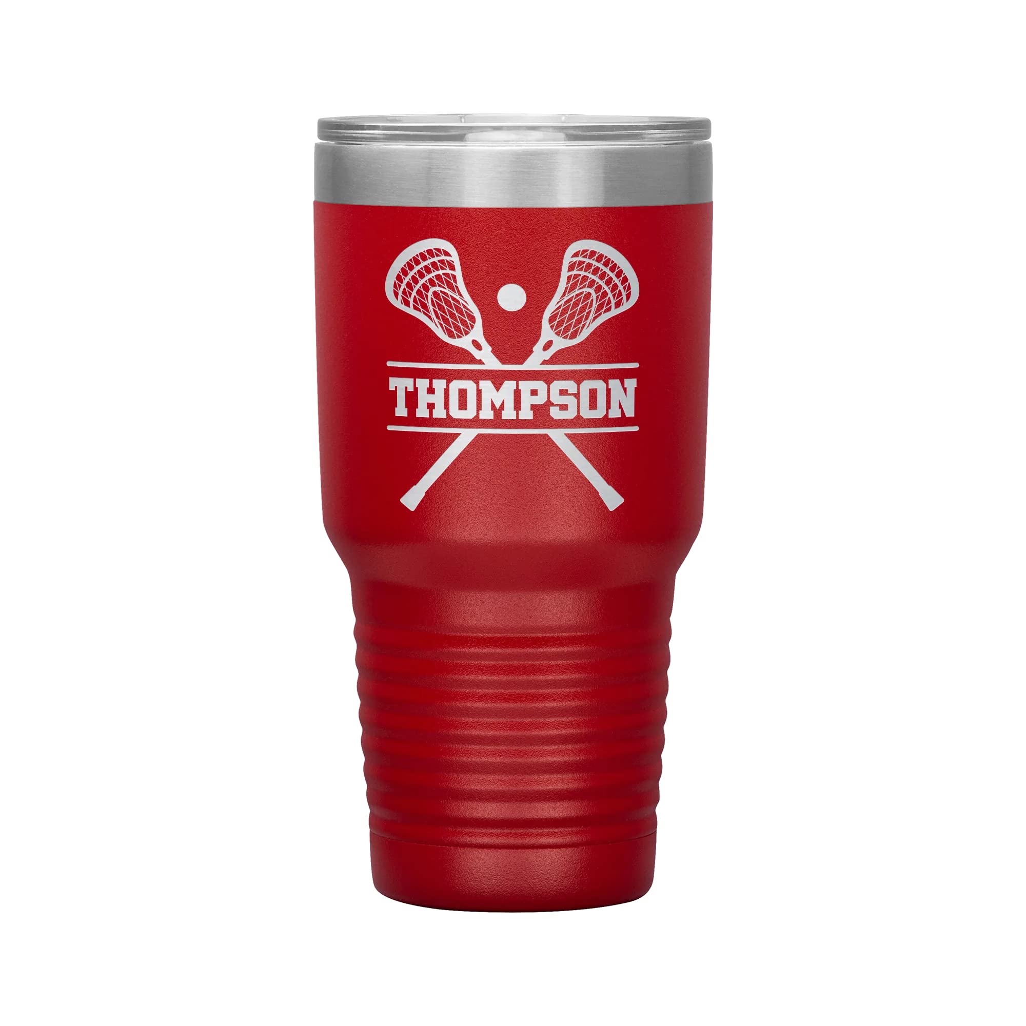 Personalized Lacrosse Tumbler with Name  30oz Stainless Steel  Red