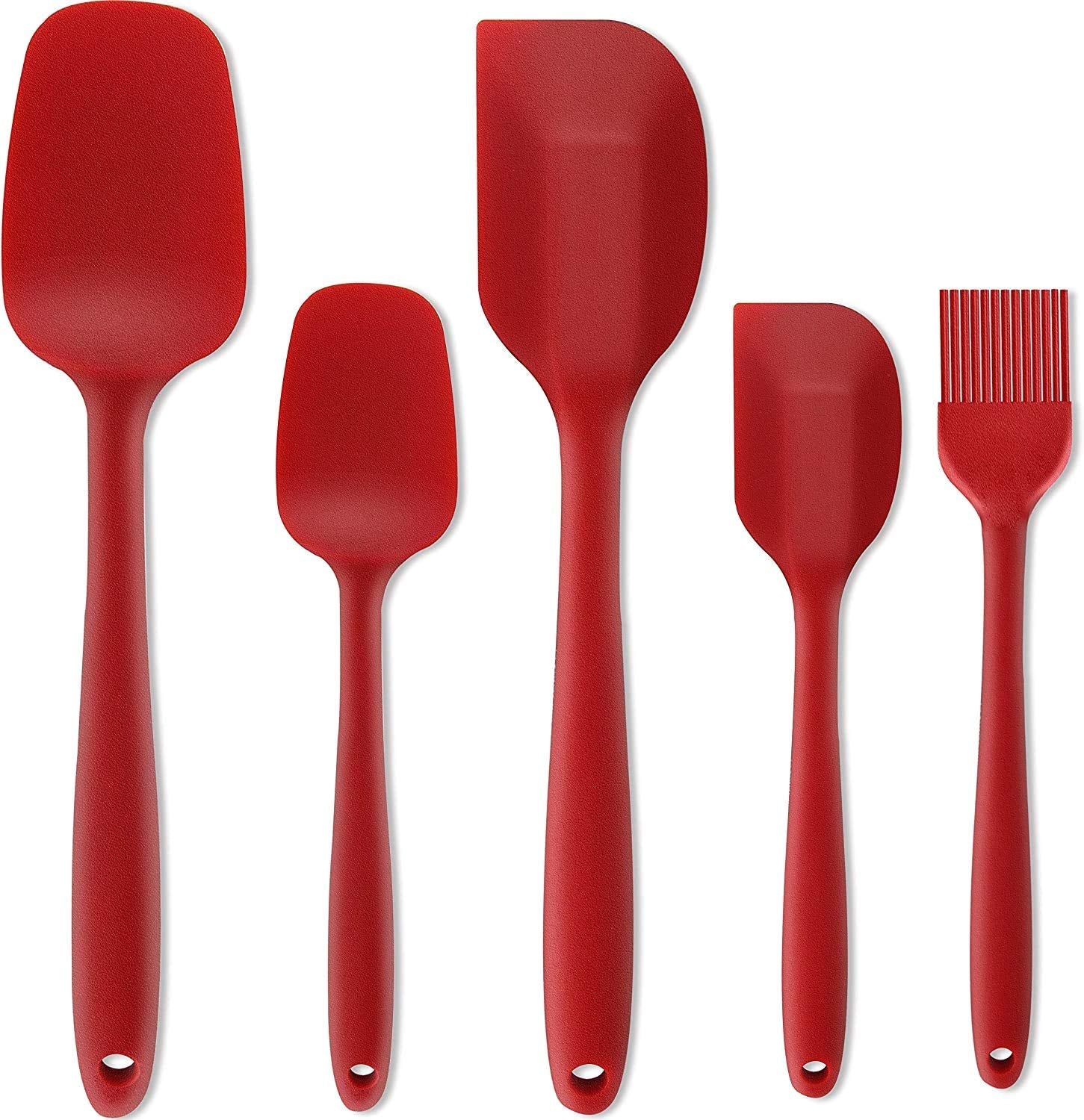 Lishonn 5 Piece Kitchen Tool Silicone Spoonula, Spatula And Basting Brush, Heat Resistant And NonStick Cookware Cooking Utensil