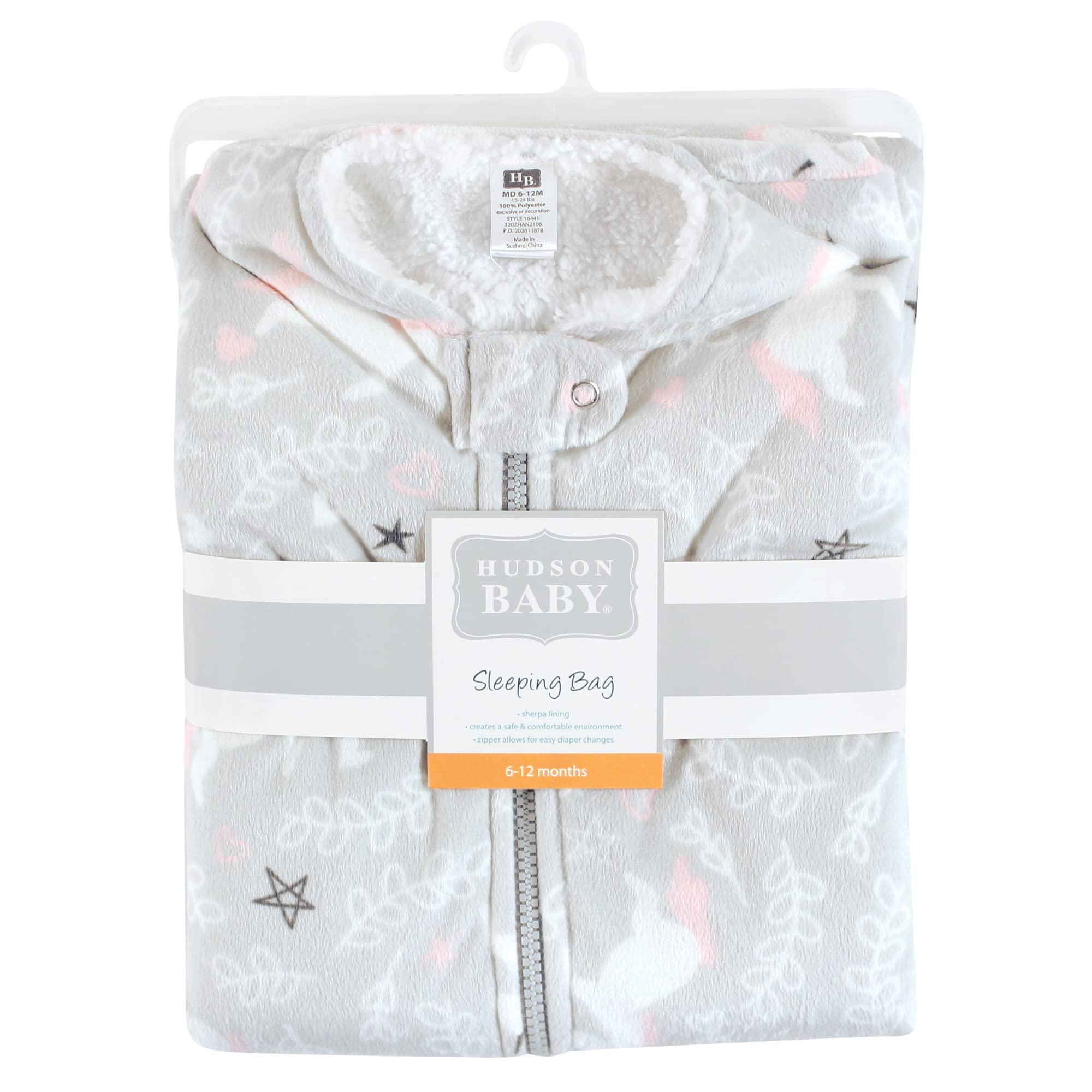 Hudson Baby Unisex Baby Mink With Sherpa Inner Sleeping Bag, Sack, Blanket, Whimsical Unicorn, 0-6 Months