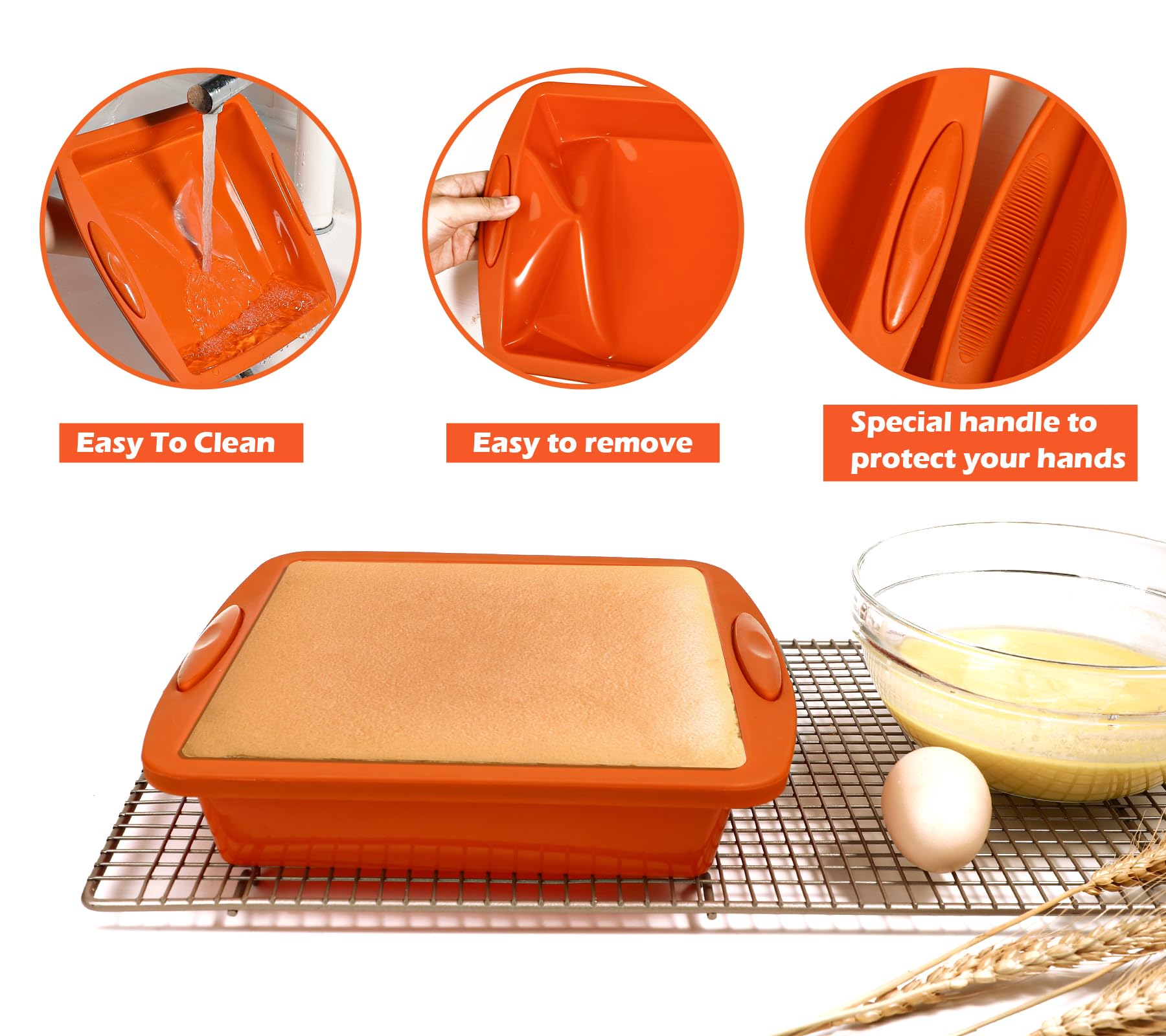 Webake Square Cake Baking Pan 8X8 Inch Silicone Cake Pan Brownie Pan For Baking Birthday Cake, Brownie And Making Large Resin Se