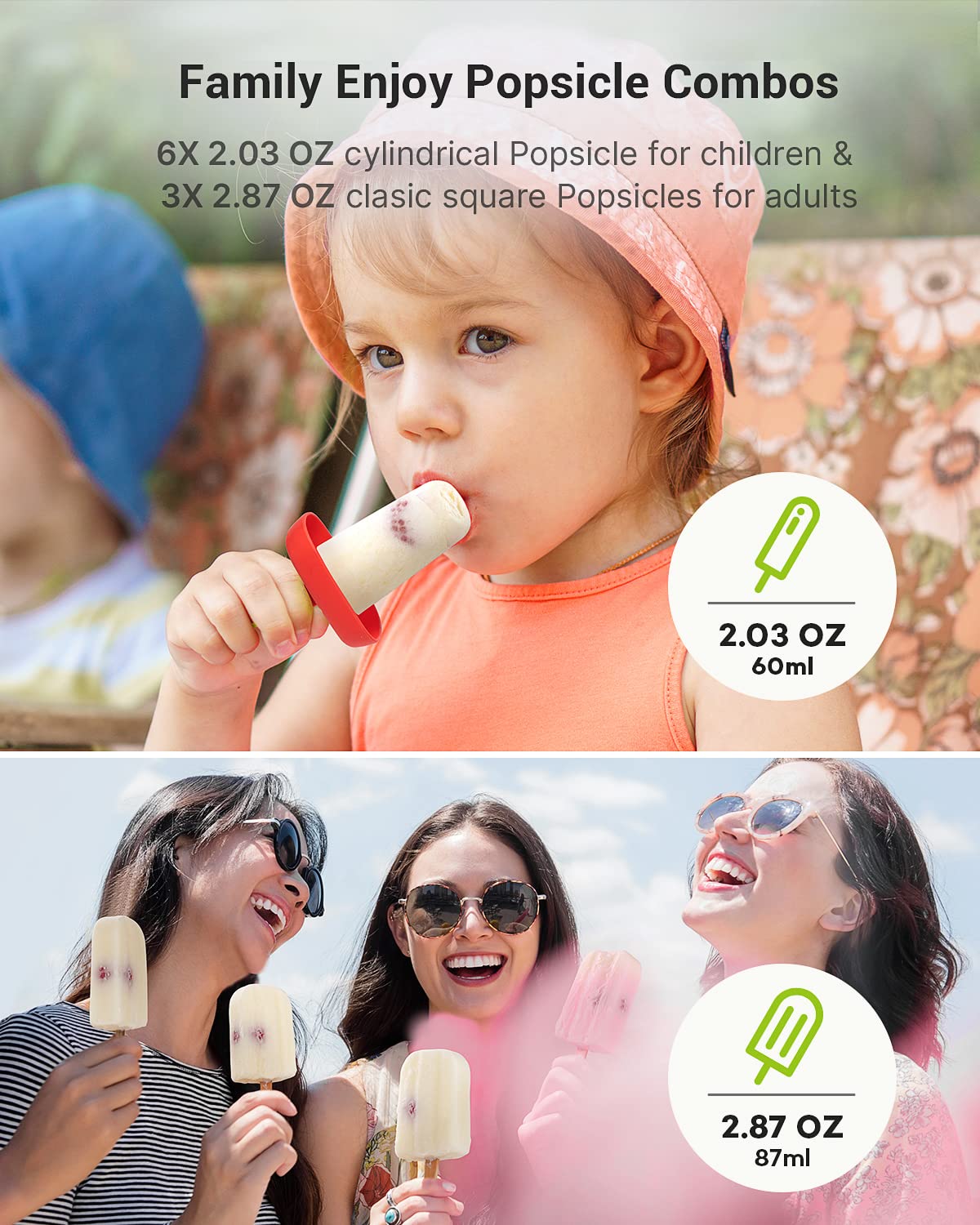 MEETRUE Popsicle Molds Set, 9 Silicone BPA-Free Ice Pop Makers, Blue, Includes Sticks & Bags, Model BBMJ9BLUE-0426GM
