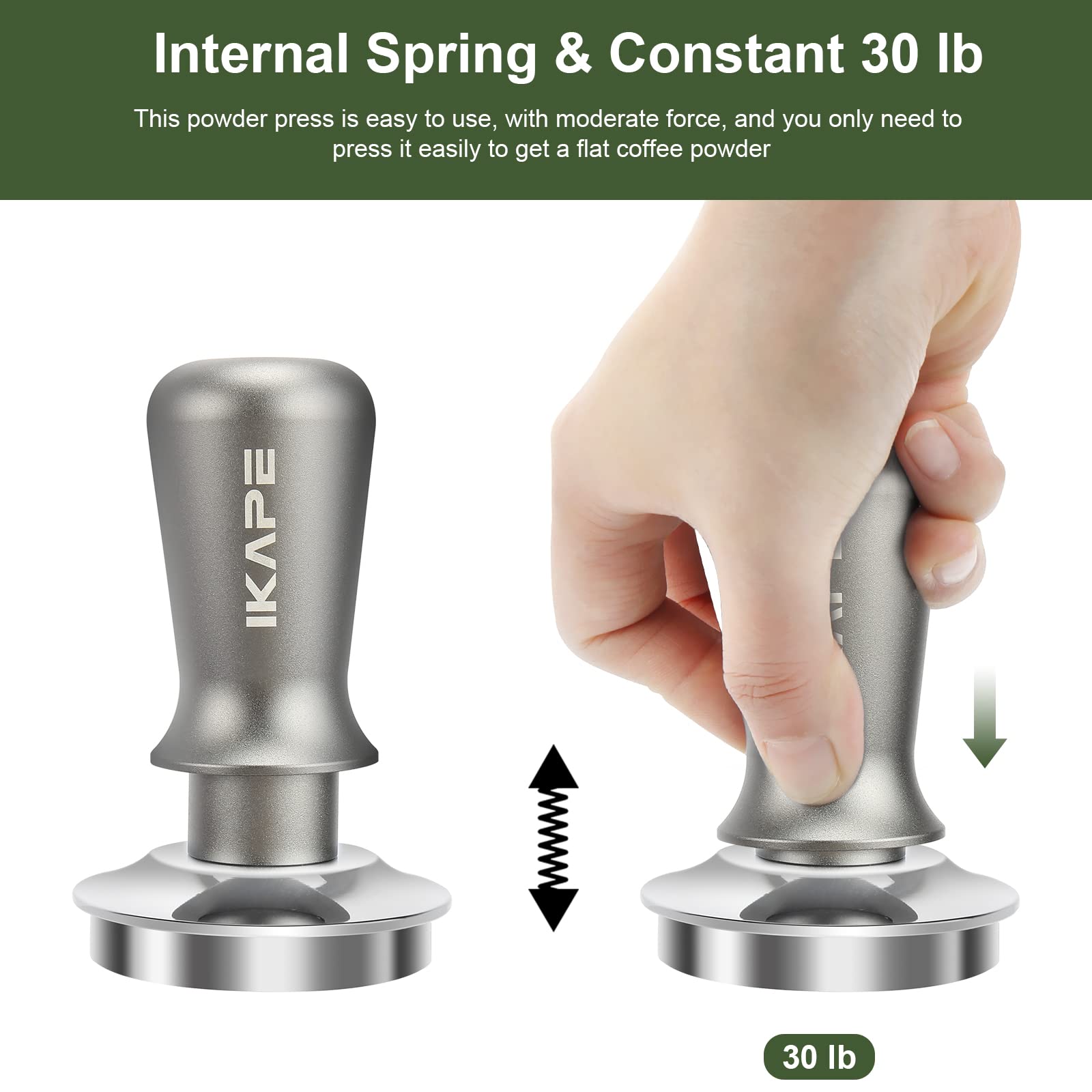 Ikape 49Mm Espresso Tamper, Premium Barista Coffee Tamper With Calibrated Spring Loaded, 100% Flat Stainless Steel Base Tamper F