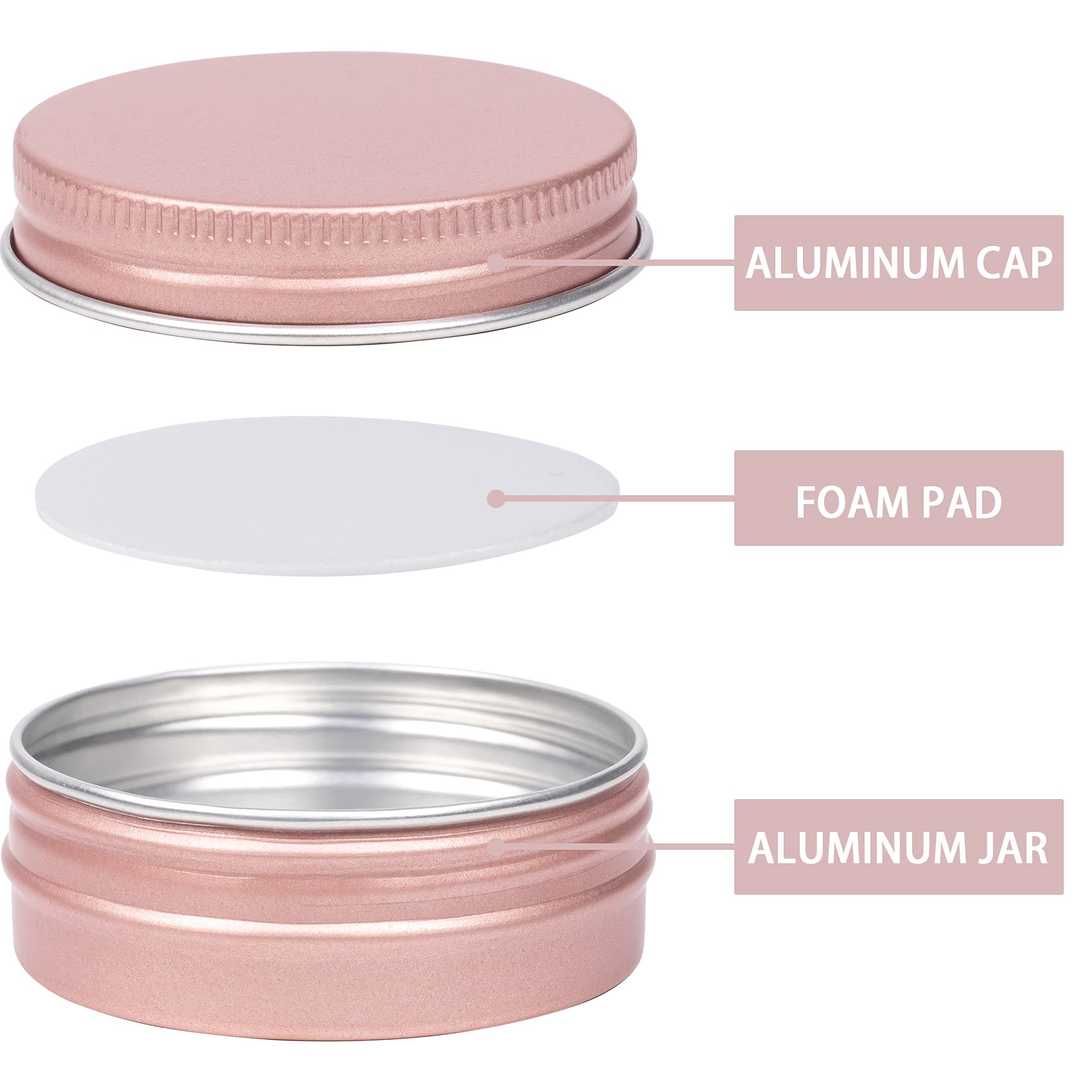 1 Oz / 30Ml Screw Top Aluminum Tin Jar With Screw Lid And Blank Labels (Rose Gold - Pack Of 32)