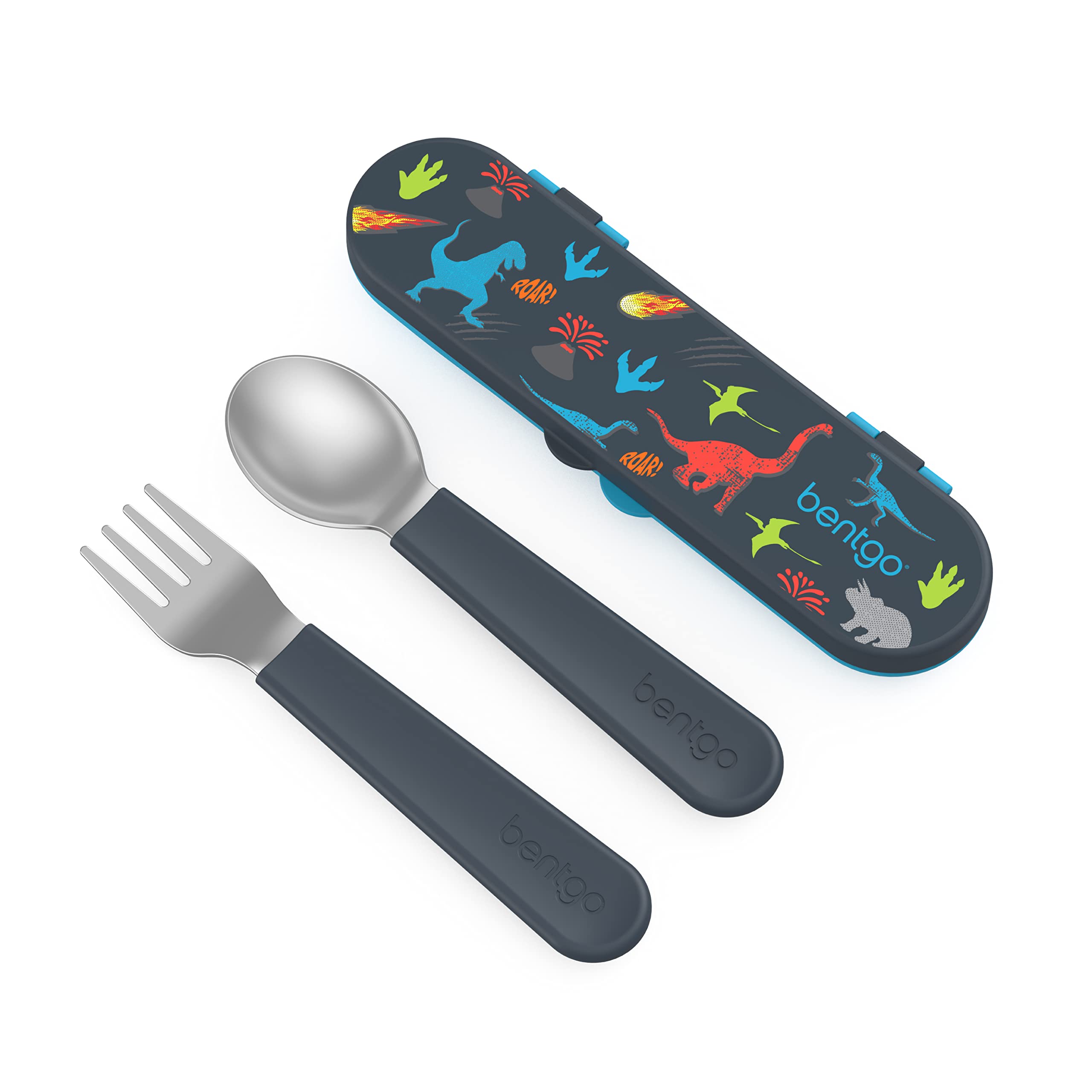 Bentgo Kids Stainless Steel Utensil Set - Reusable Fork, Spoon & Storage Case - High-Grade BPA-Free Stainless Steel, Easy-Grip H