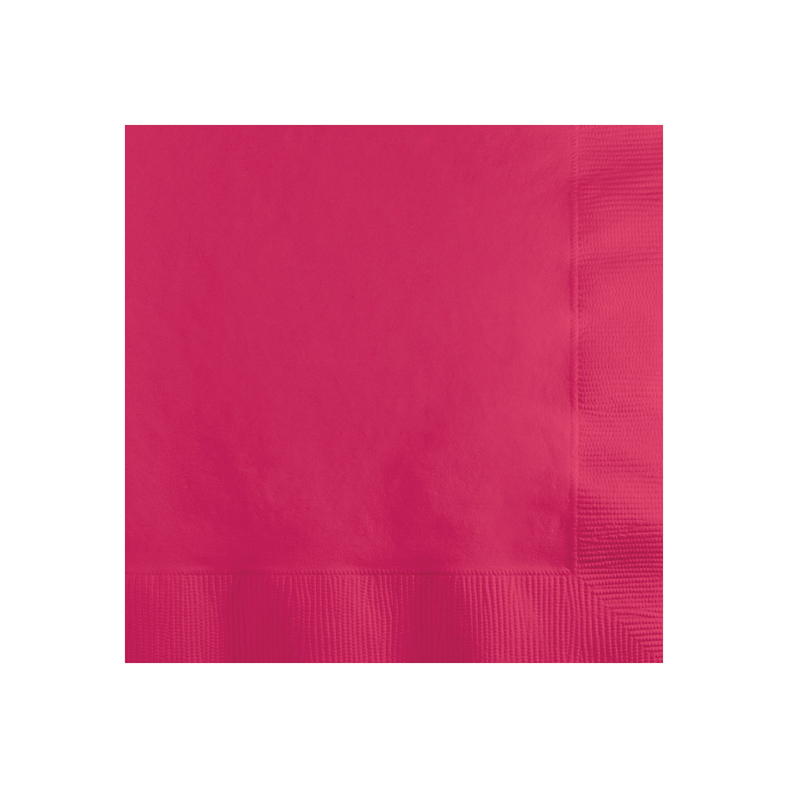 Creative Converting Touch Of Color 2-Ply 50 Count Paper Beverage Napkins, Hot Magenta
