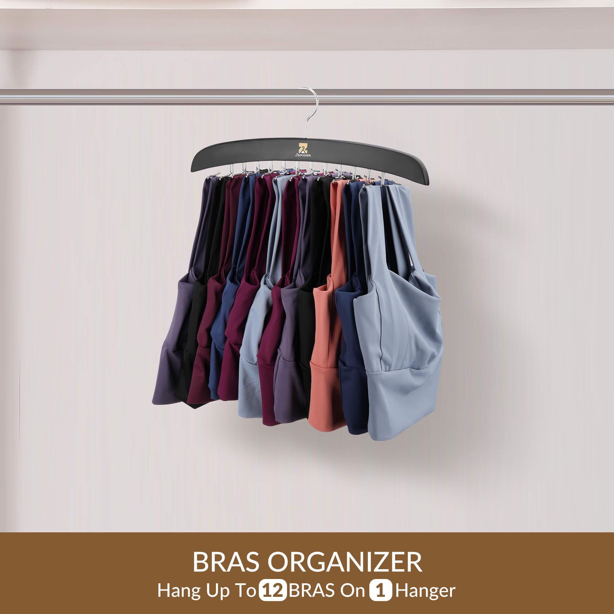 Zedodier Tank Top Hangers, 2 Pack Bra Organizer For Closet, 48 Storage Capacity, Non-Slip Hanging Tie Holder Closet Organizers A
