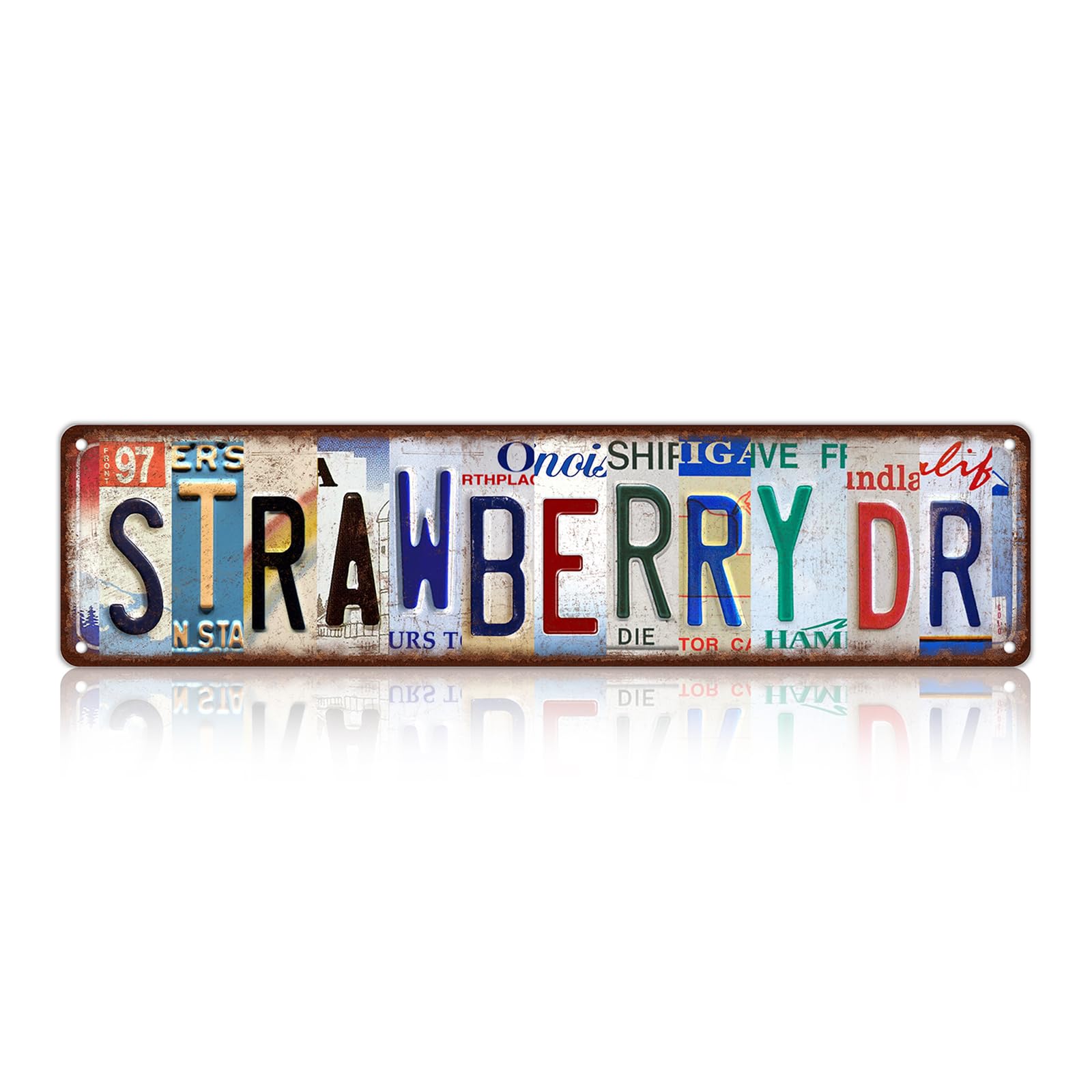 Vintage Strawberry Dr Wall Decor Street Signs Home Bar Coffee Metal Tin Signs 16 x 4 Inches