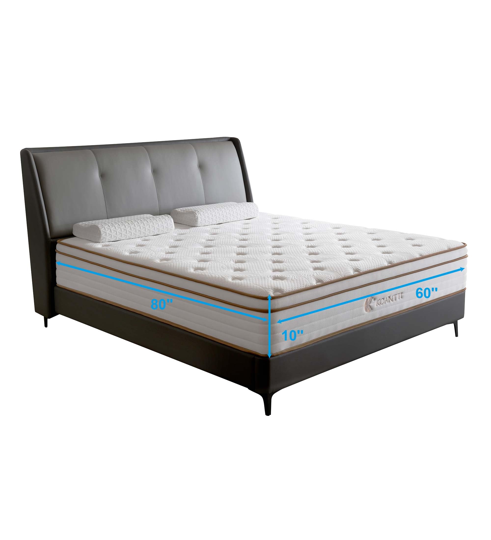 Koantti Queen Size Mattress,10 Inch Grey Memory Foam Hybrid Queen Mattresses In A Box,Individual Pocket Spring Breathable Comfor