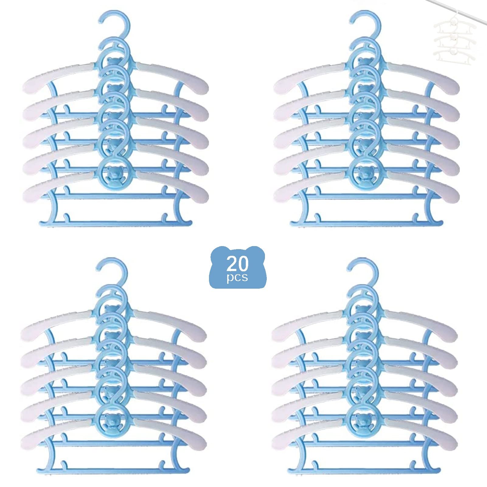 Hgzye Baby Hangers For Closet 20Pcs 11-14'' Kid Hanger For Nursery, Adjustable Infant Cloth Hanger For 0-18Yrs Girl Boy, Plastic