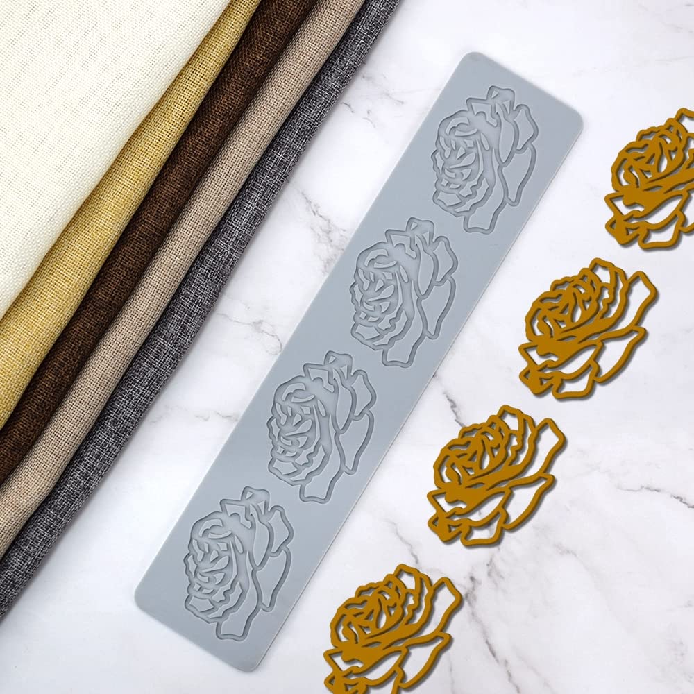 Tuke 3D Leaves Silicone Molds Flower Cake Fondant Mat Bee Leaf Pastry Moulds Rose Impression Chocolate Hollow Lace Mold (Rose_13
