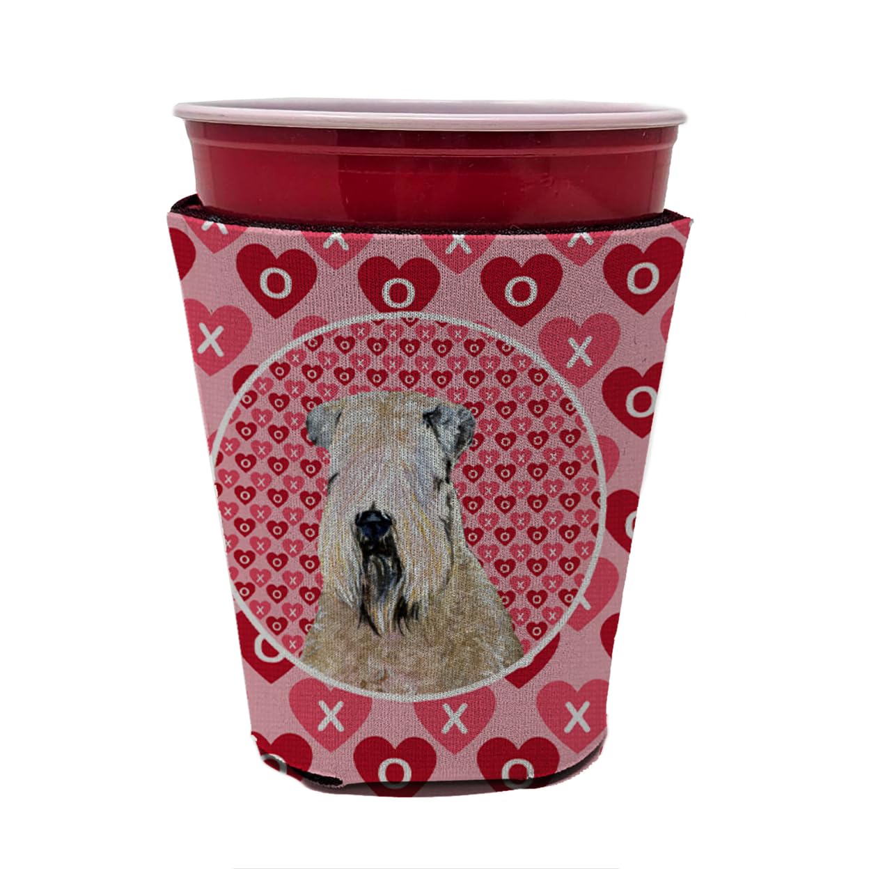 Caroline'S Treasures Ss4493Rsc Wheaten Terrier Soft Coated Hearts Love Valentine'S Red Cup Hugger Cup Cooler Sleeve Hugger Machi