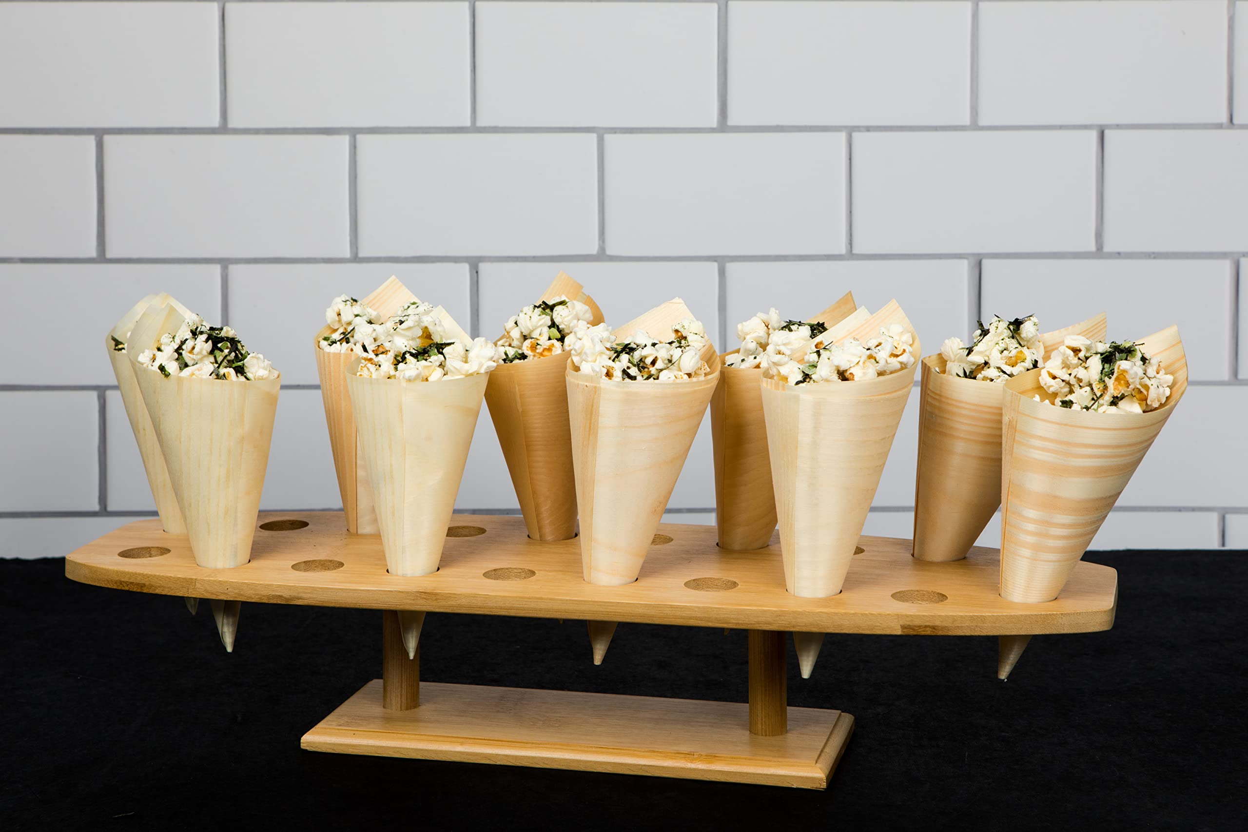Packnwood 210Sbam20 - Bamboo Food Cone Stand And Temaki Display Bamboo Holder - Biodegradable Bamboo Cone Holder Stand For Start