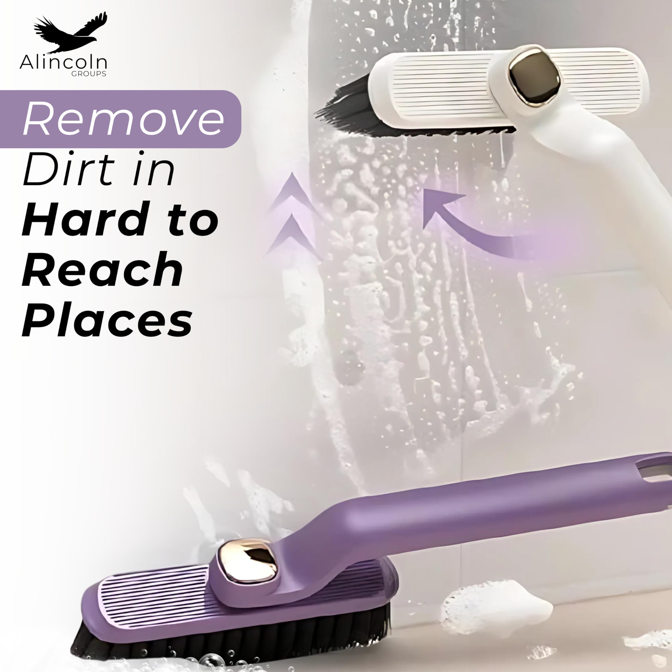 Alincoln 360 Rotating Multifunctional Toilet Cleaning Brush | Durable Hard Bristles Bathroom Cleaning Brush | Compact, Efficient