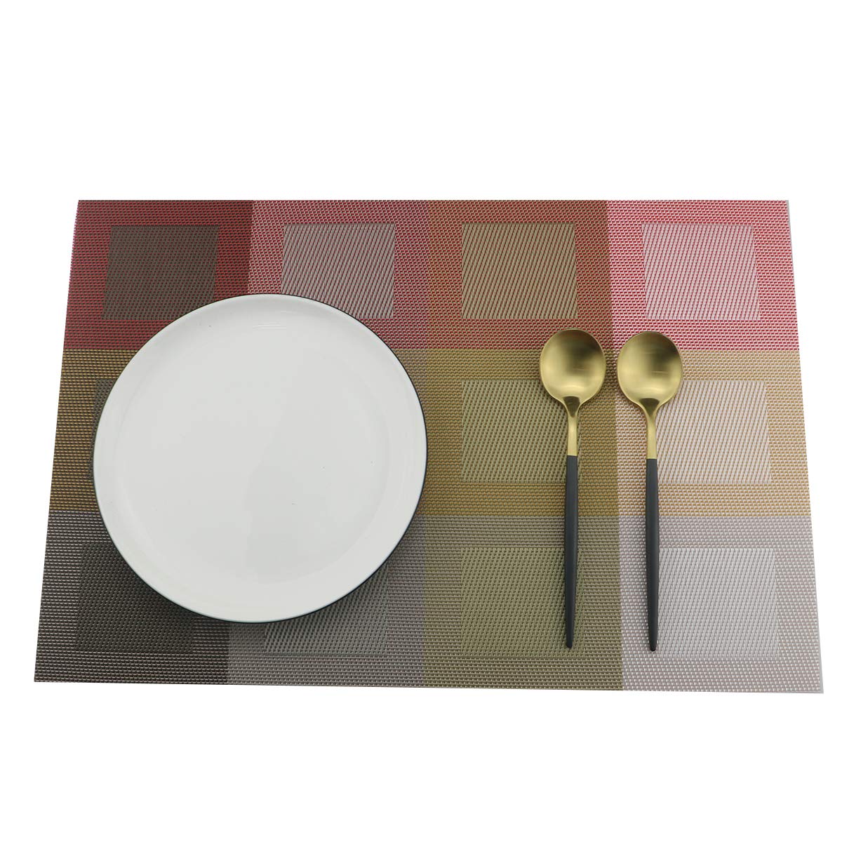 Gugrida Set Of 6 Placemats For Dinning Table, Luxury Pvc Woven Vinyl Table Mats,Washable And Heat Insulation Kitchen Place Mats