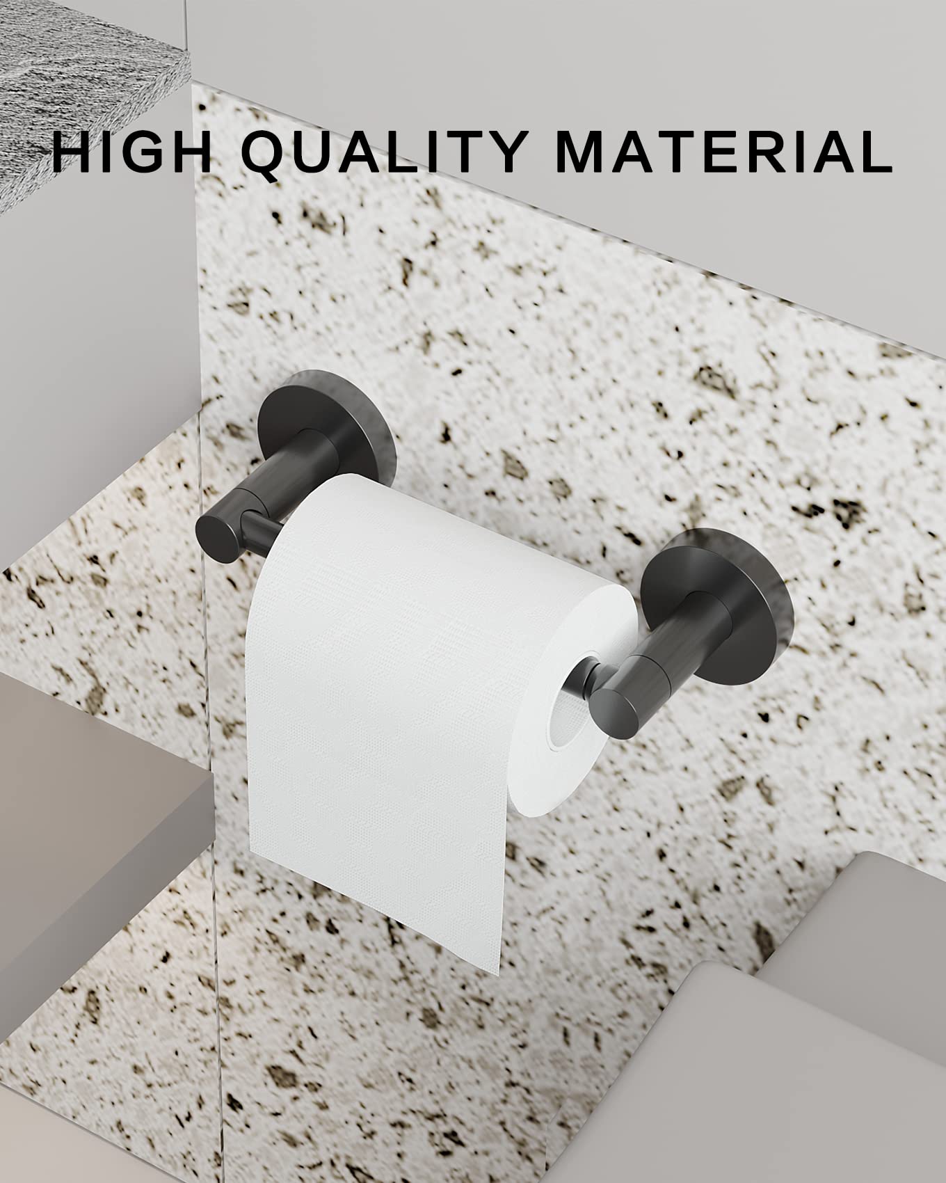 Fixsen Matte Black Toilet Paper Holder Bathroom Double Post Pivoting Tissue Roll Holder Stainless Steel And Zinc Alloy Wall Moun