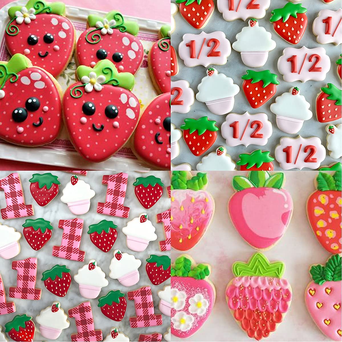 Fangleland Fruit Cookie Cutter Set Strawberry Theme Stainless Steel Molds 7 Packs For Berry Girl Sweet 1St Birthday Baby Shower