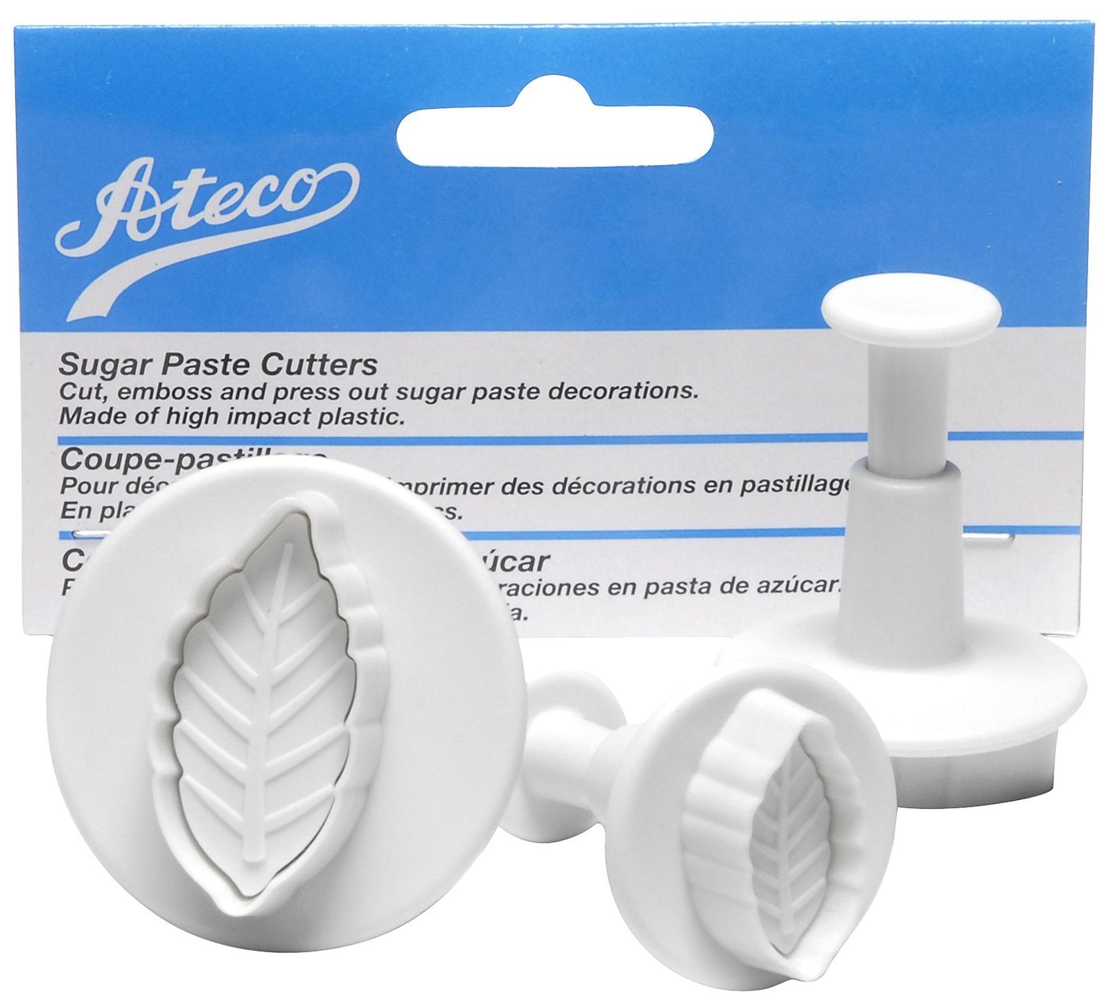 Ateco Set Of 3 Sugar Paste Narrow Leaf Cutters, Blue,White