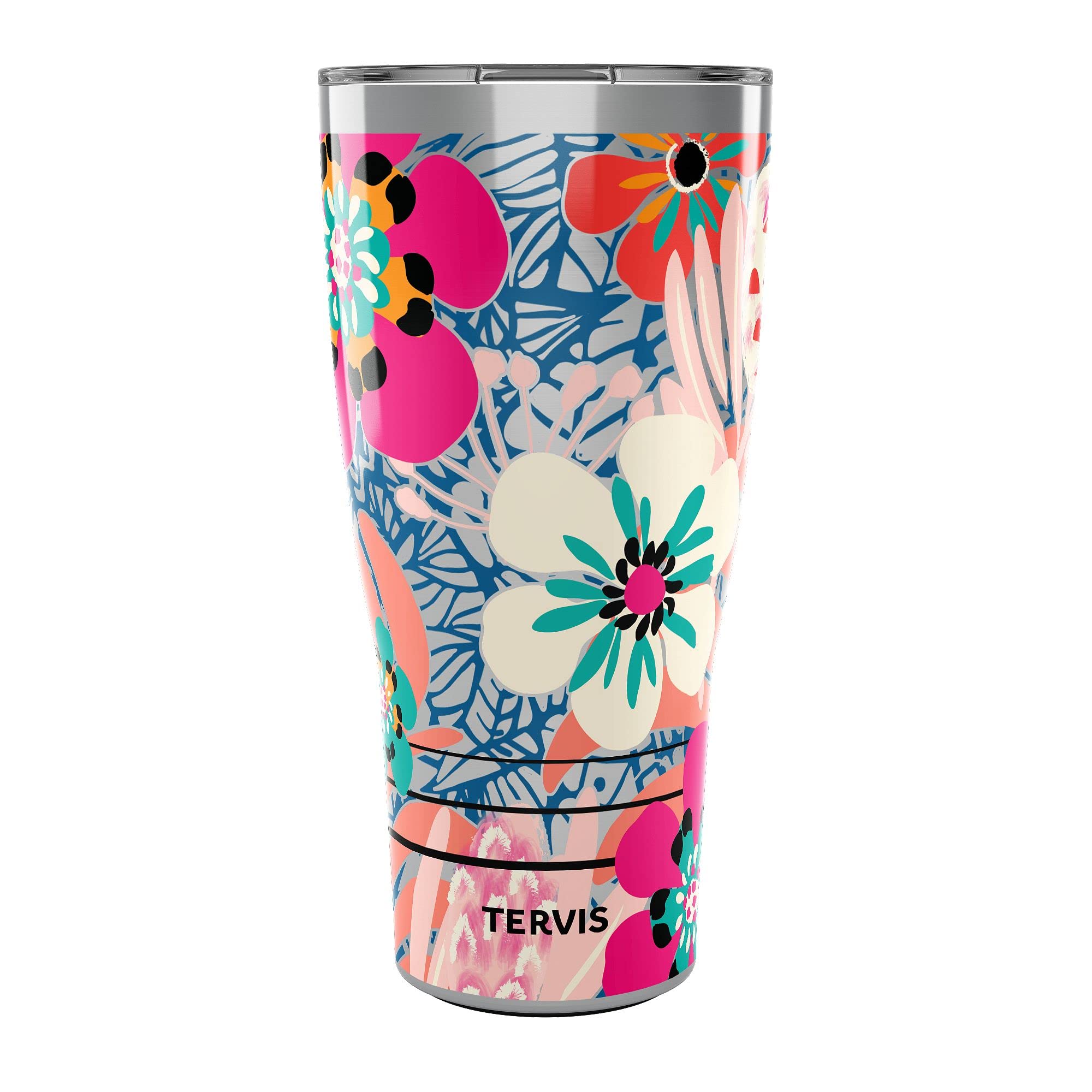 Tervis Traveler Bright Wild Blooms Triple Walled Insulated Tumbler Travel Cup Keeps Drinks Cold & Hot, 30oz, Stainless Steel