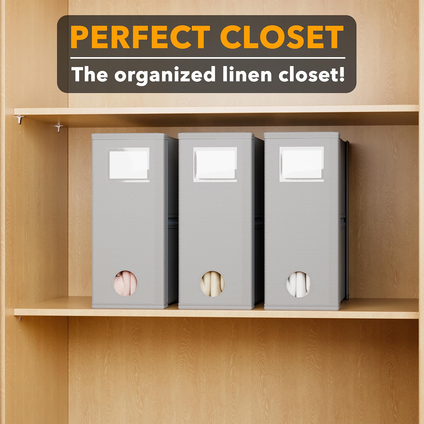 SpaceAid 3 Pack Bed Sheet Organizers and Storage, Foldable Sheet Organizer for Linen Closet, Sheets Set Folder Keeper with Windo