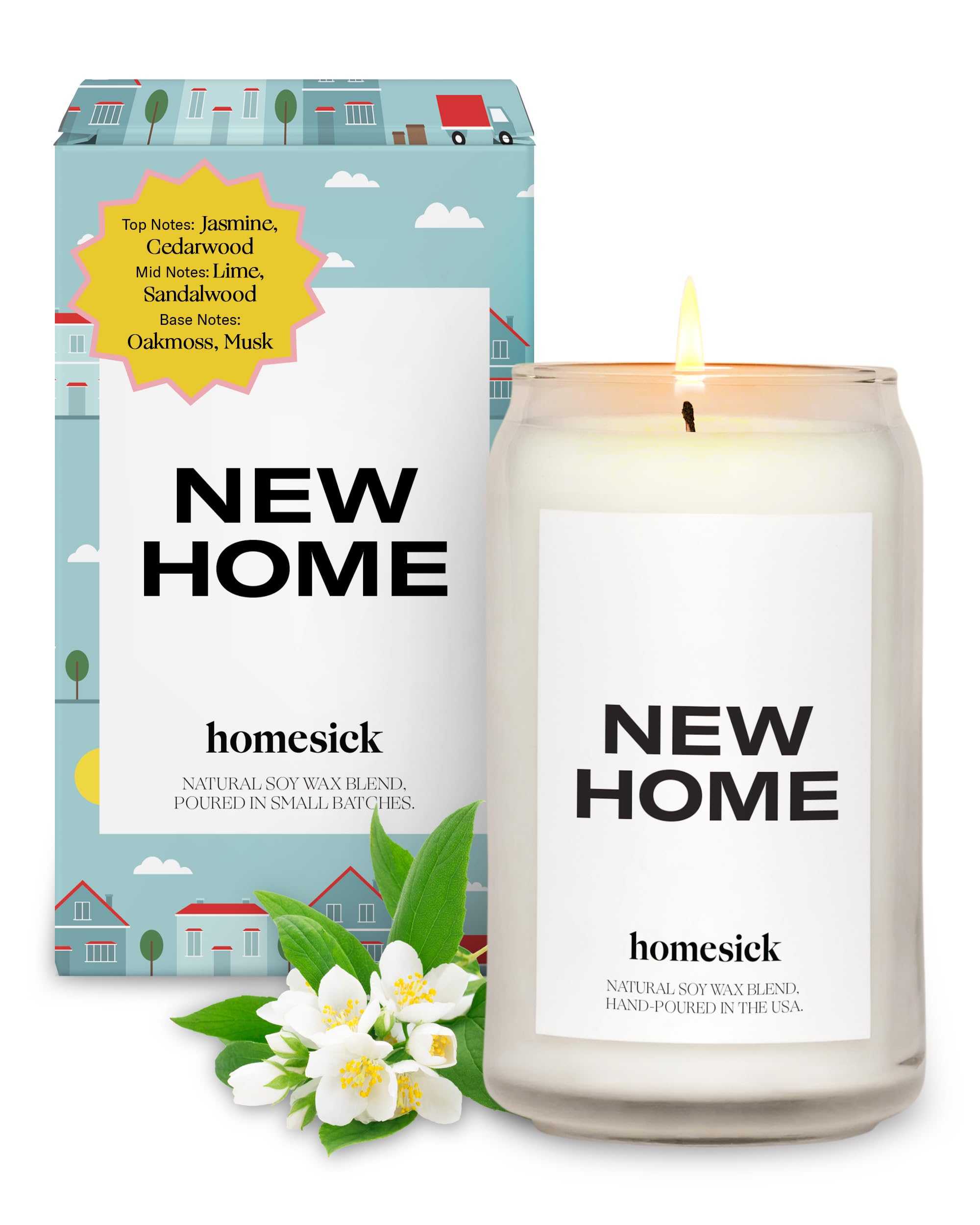 Homesick Scented Candles for Home (New Home) - 13.75 oz Long-Lasting Soy Wax Blend Jar Candle for Housewarming, 60-80 Hours Burn