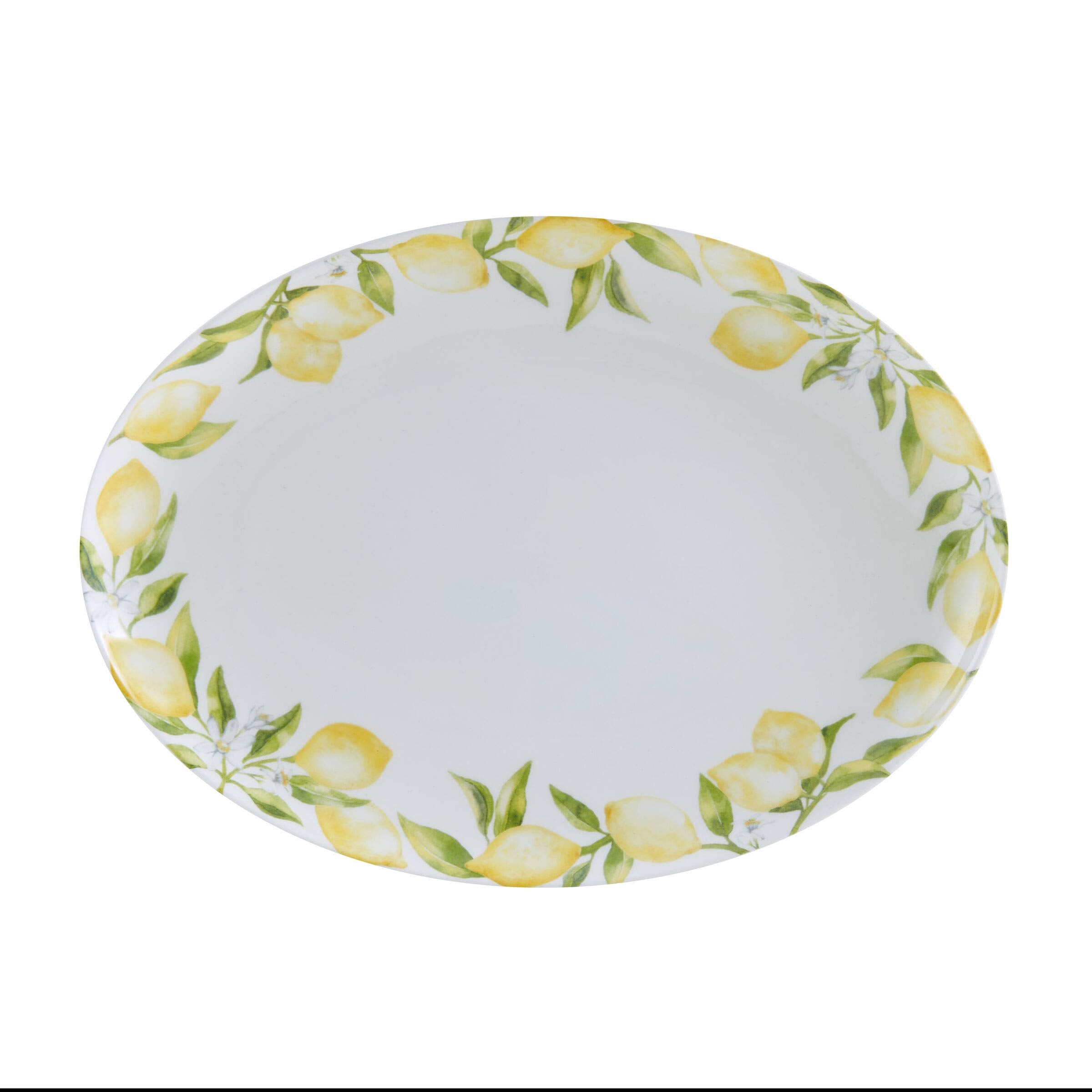 Mikasa Lemons Oval Bone China Lightweight Chip Resistant Serving Platter, 14-Inch, Multicolor
