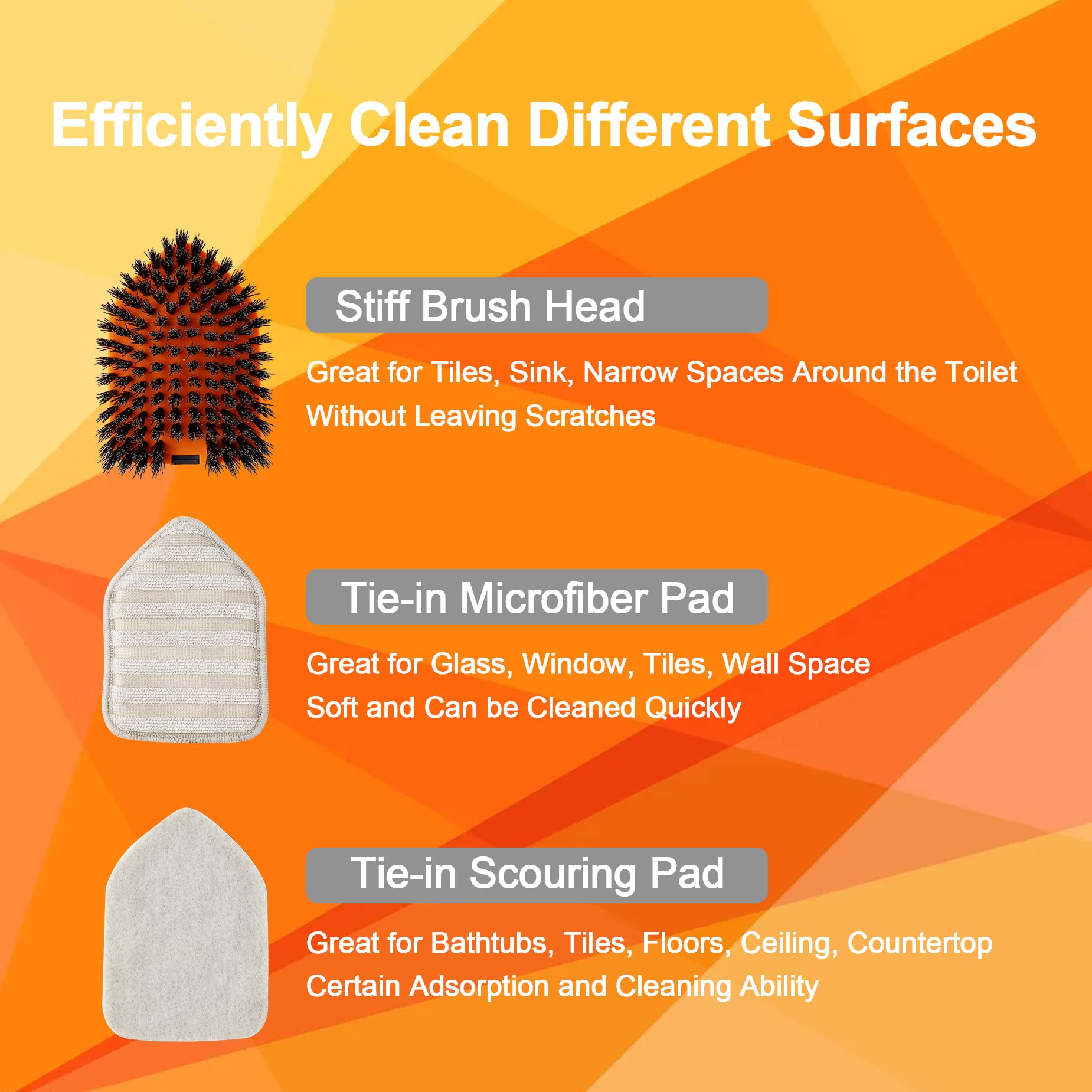 Cleanhome Tile Tub Scrubber Brush With 3 Different Function Cleaning Heads And 56'' Extendable Long Handle-No Scratch Shower Scr