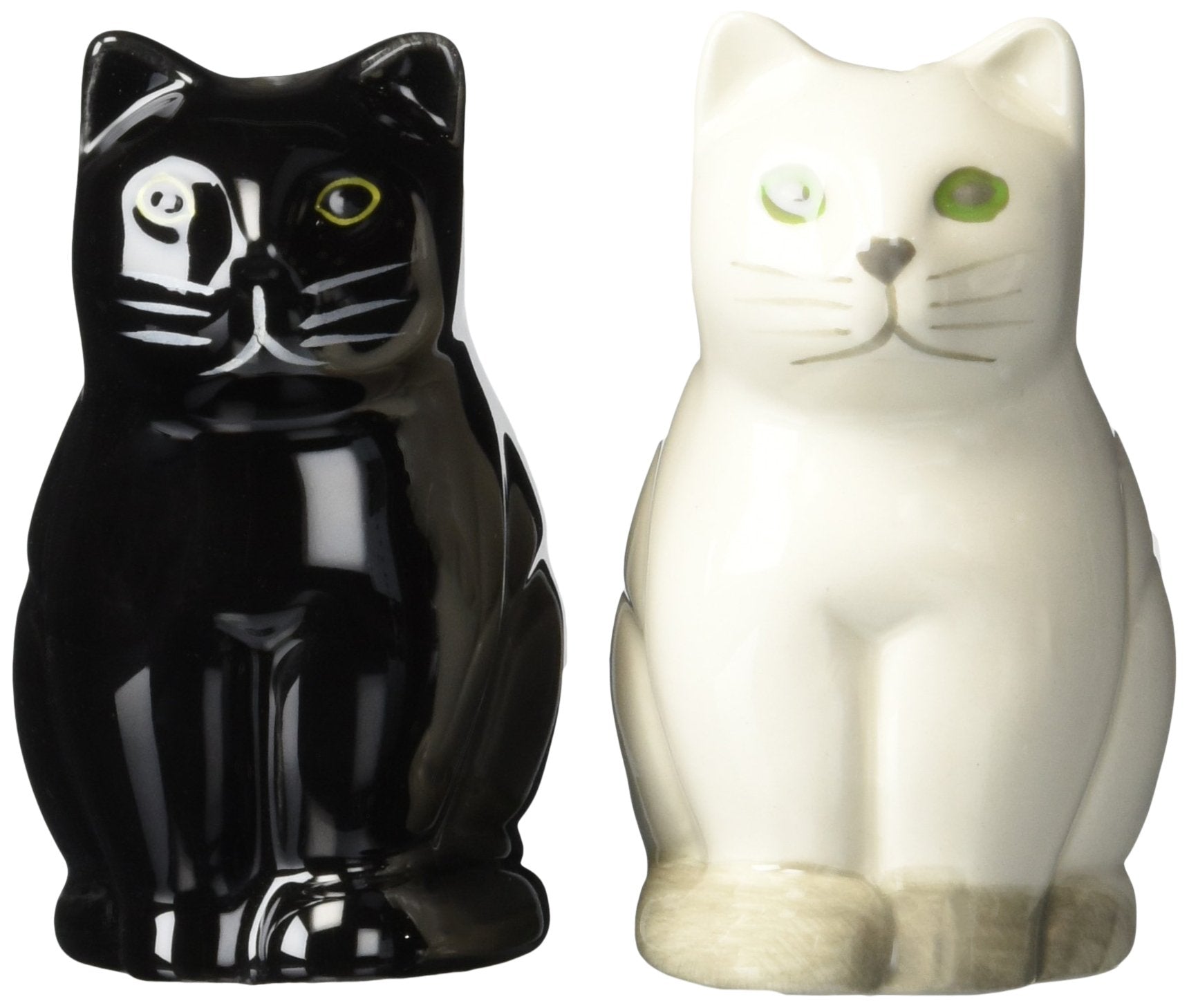 Abbott Collection 27-FELINE Sitting Cat Salt and Pepper Shaker Set, Black/White, 3.25 H