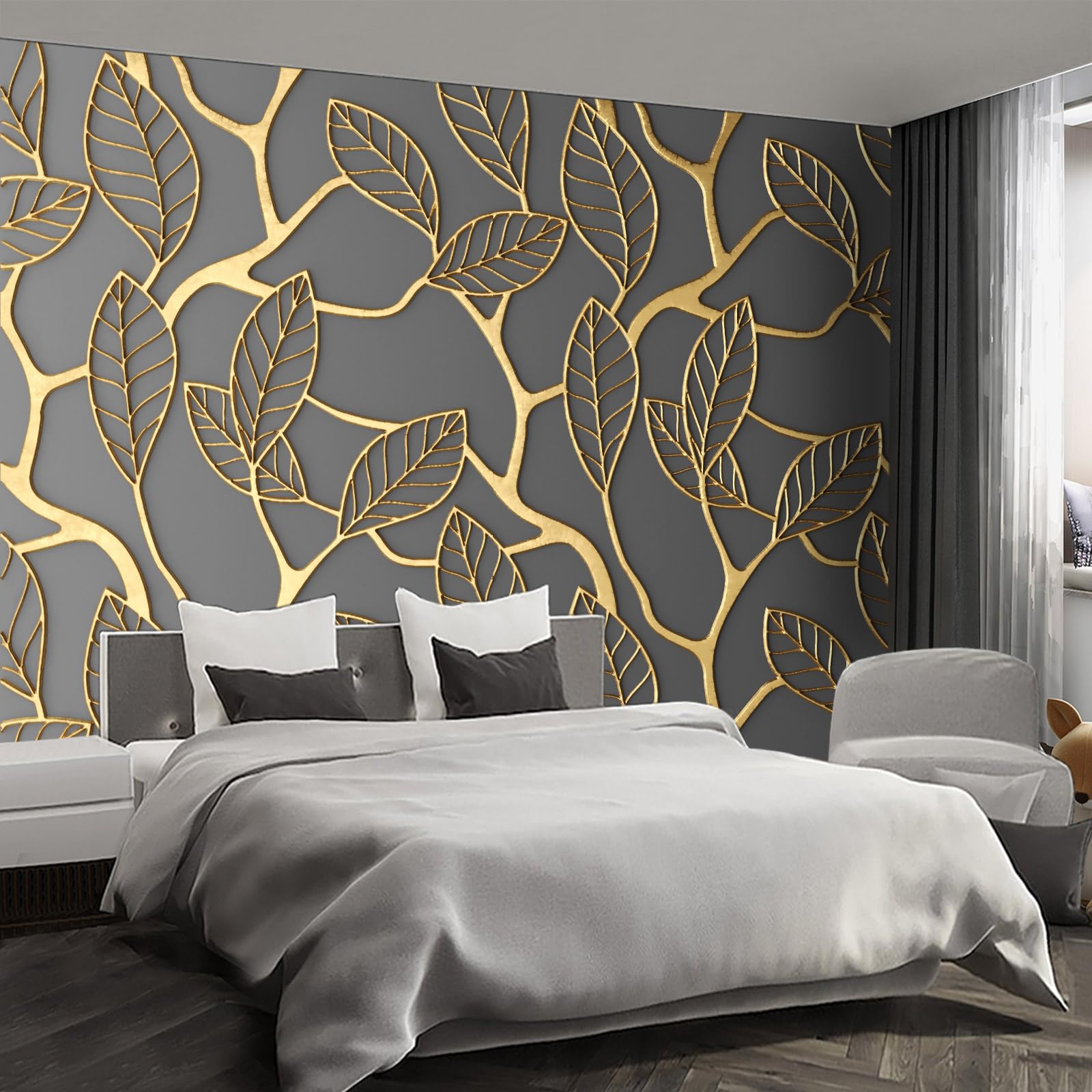 Fightal - 3D Relief Mural Hot foil Stamping Wallpaper for Living Room and Bedroom - XL -108x157