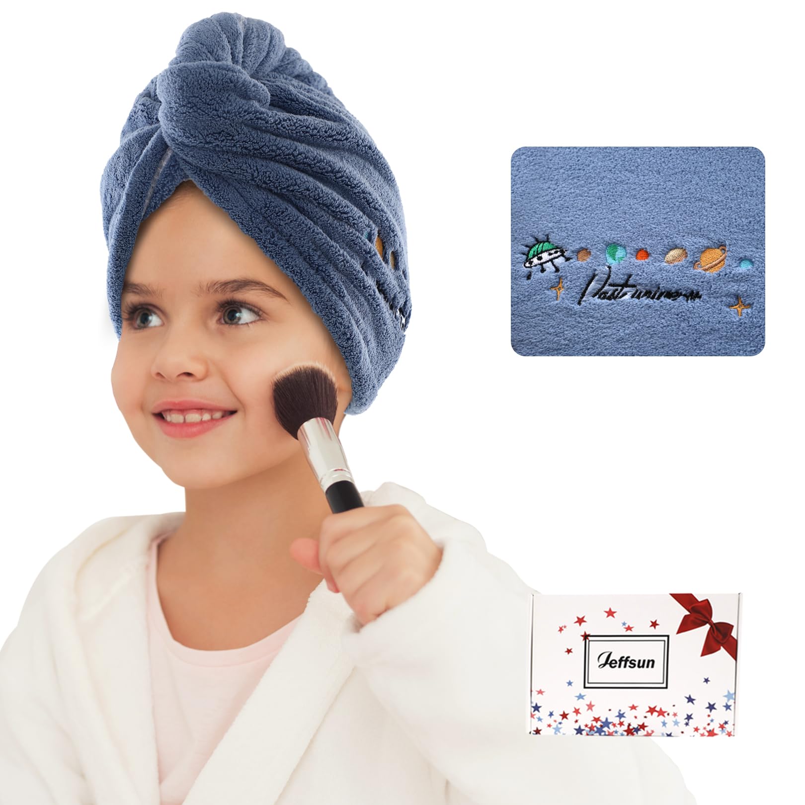 JEFFSUN Microfiber Hair Drying Towel Wrap, 2-Layer Extra Thick Super Absorbent Hooded Hair Towel for Women Long Wet Hair, 2 Colo