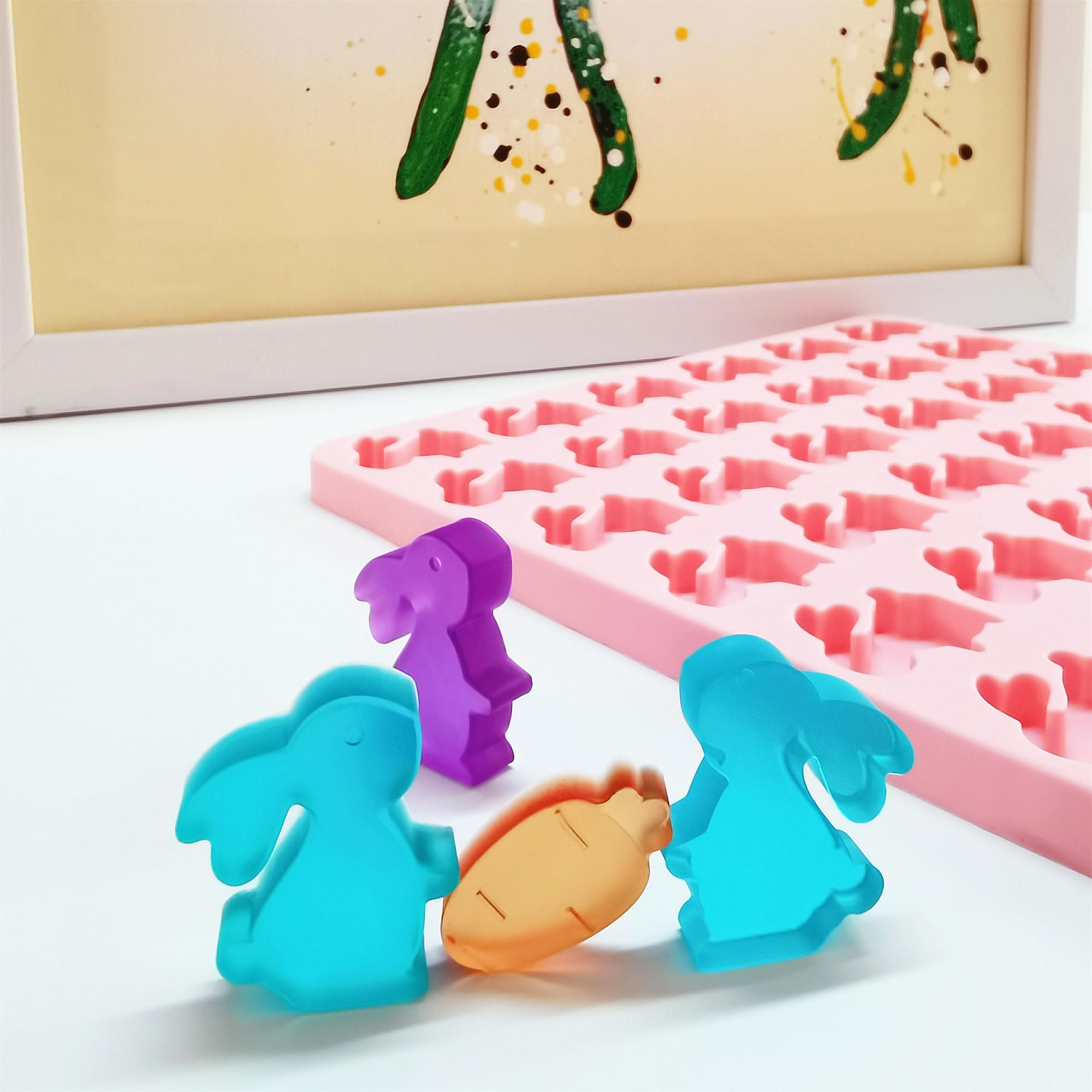 Tadonyny Small Bunny Silicone Molds For Candy Gummy Chocolate, Easter Molds, Rabbit Silicone Mold With Scraper (Bunny)