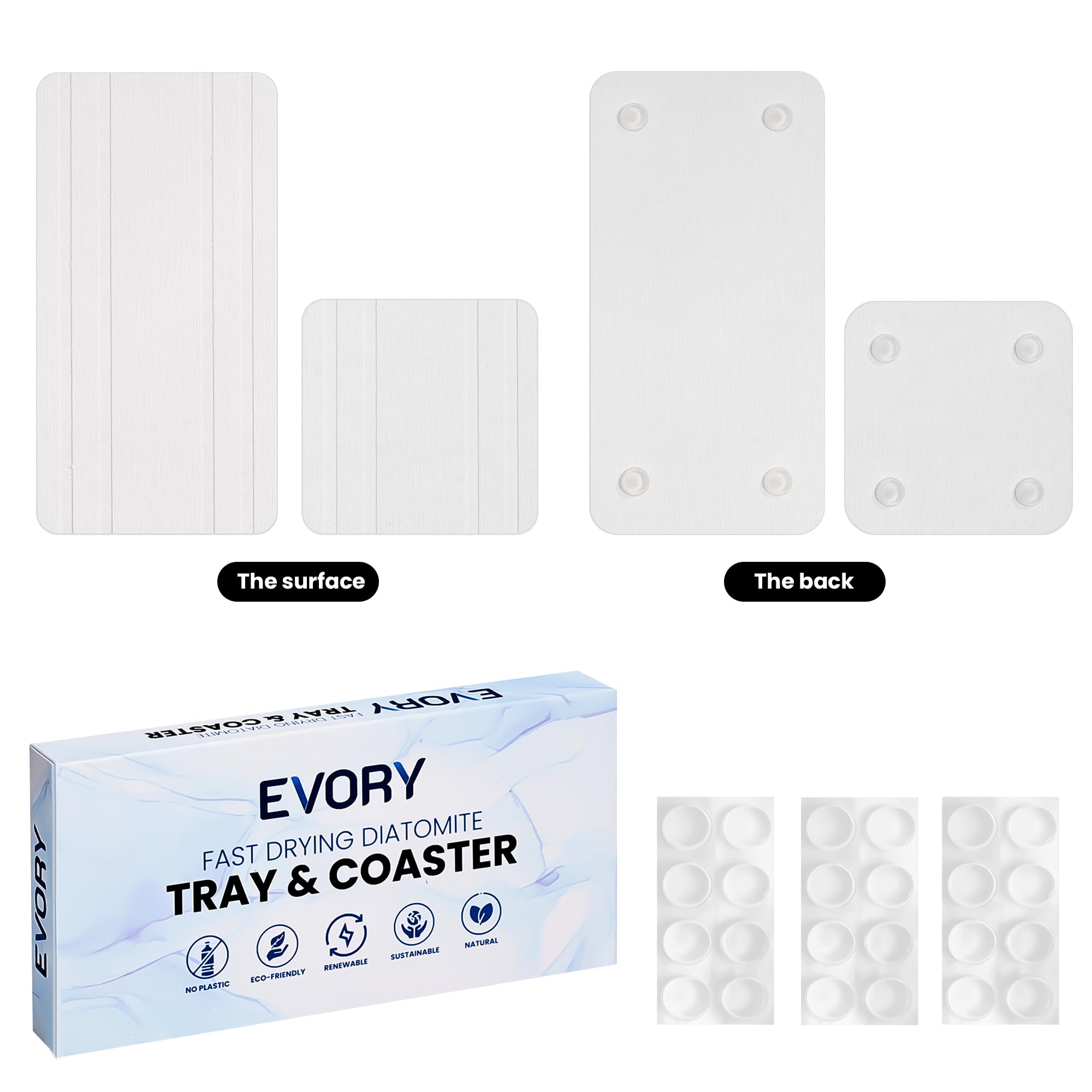 Evory Set Of 4 Water Absorbent Diatomite Tray, Kitchen Soap Tray,Diatomaceous Earth Bathroom Soap Dishes,Sponge Holder For Kitch