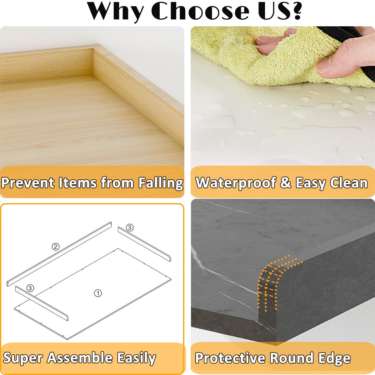 Dooloric Washer Dryer Countertop, Laundry Wood Shelf Topper With Edge, 27.6'' Depth X 54'' Width Cover Guard Organizer For Washe