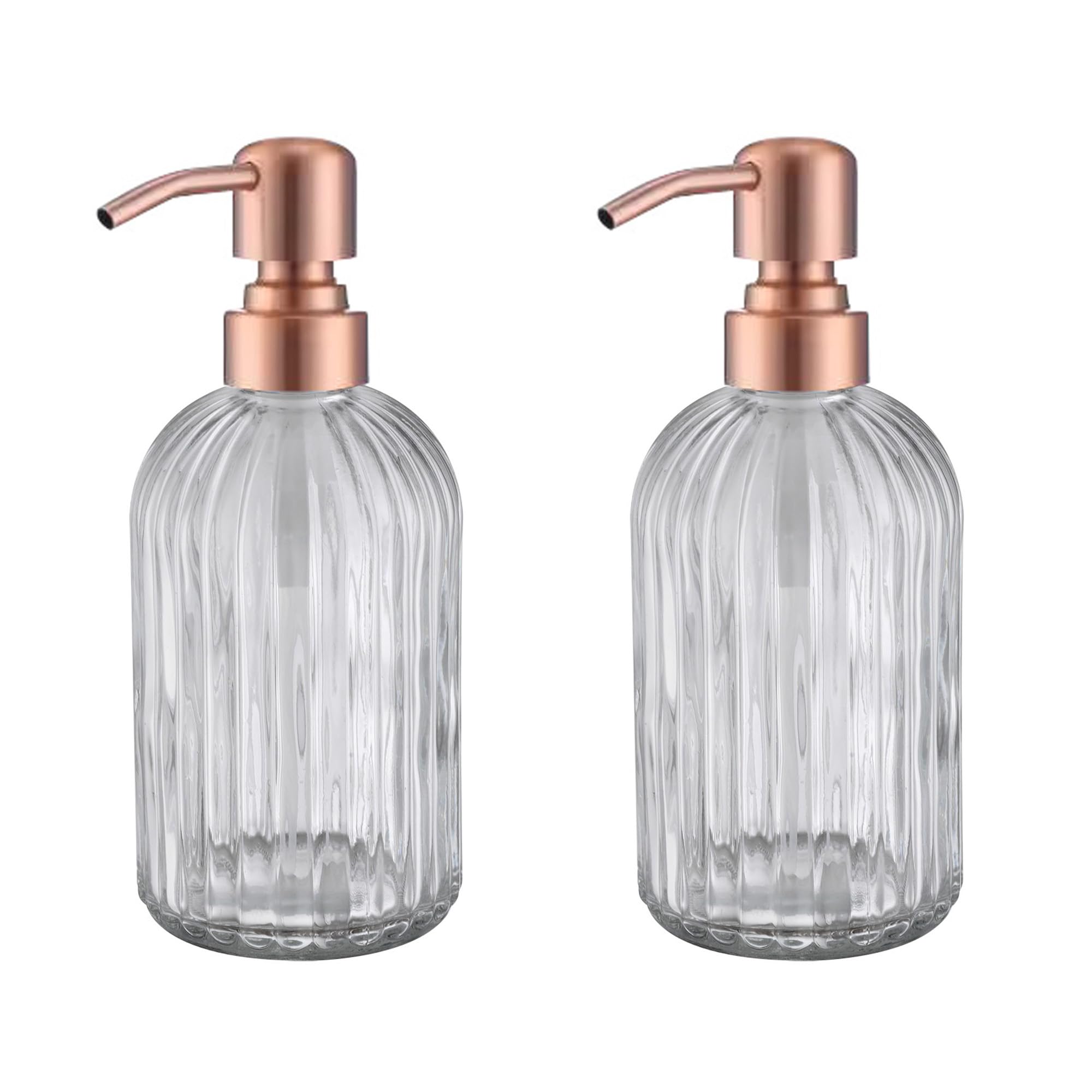 Leetcp Copper Glass Soap Dispenser With Rust Proof Metal Pump,16Oz Vintage Soap Dispenser,Clear Glass Dish Soap Dispenser For Ba