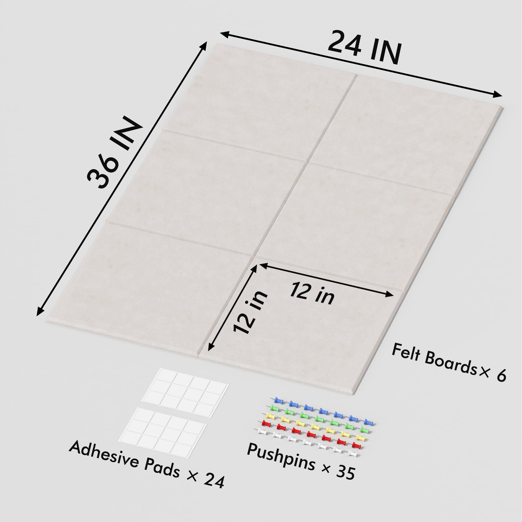 Neatsure Large Cork Board for Wall, 36 x 24 Bulletin Board with Pushpins, 6 Panels Felt Tiles Tack Push Pin Board for Office, Li